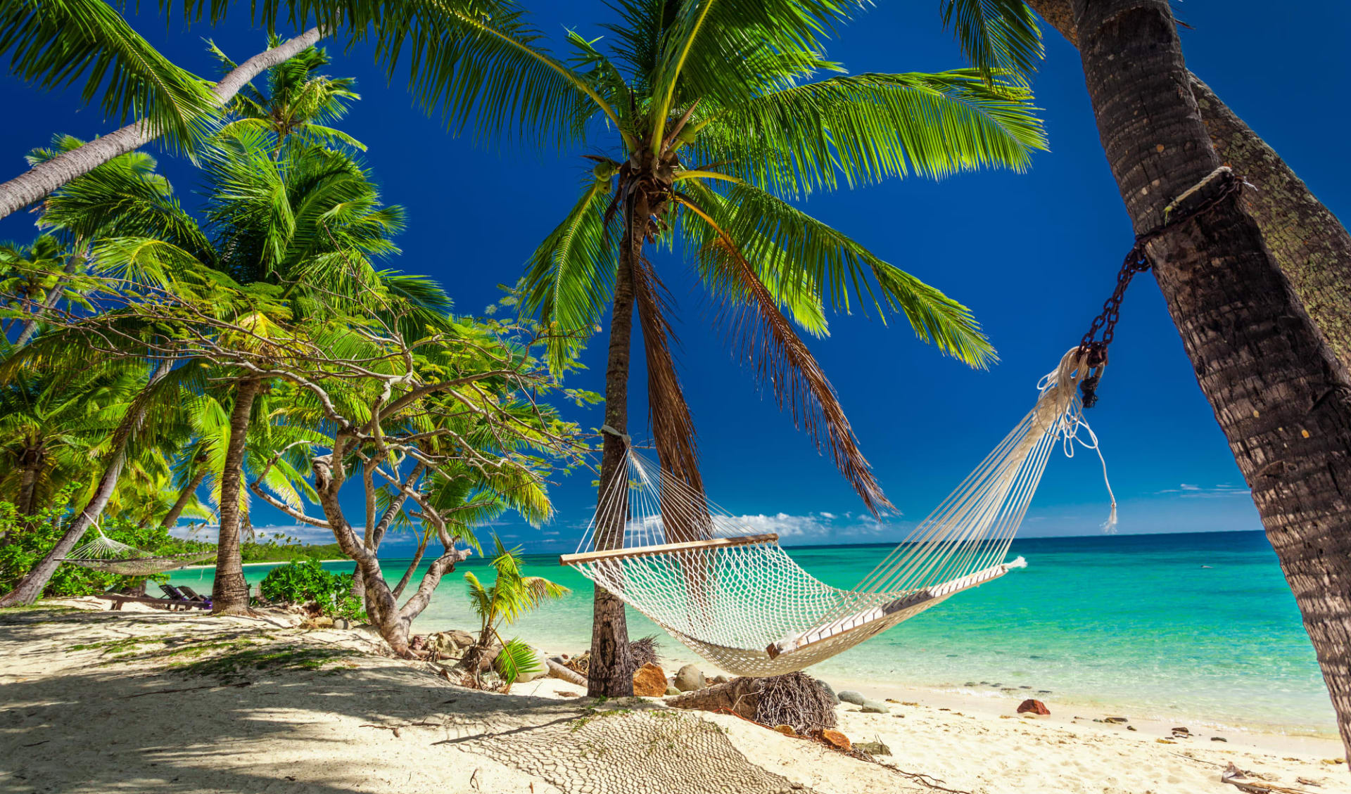 Yasawa Wanderer ab Port Denarau: Südsee - Fiji - Hängematte am Strand - Shutterstock Martin Valigursky Yasawa Wanderer ab Port Denarau: Südsee - Fiji - Hängematte am Strand - Shutterstock Martin Valigursky