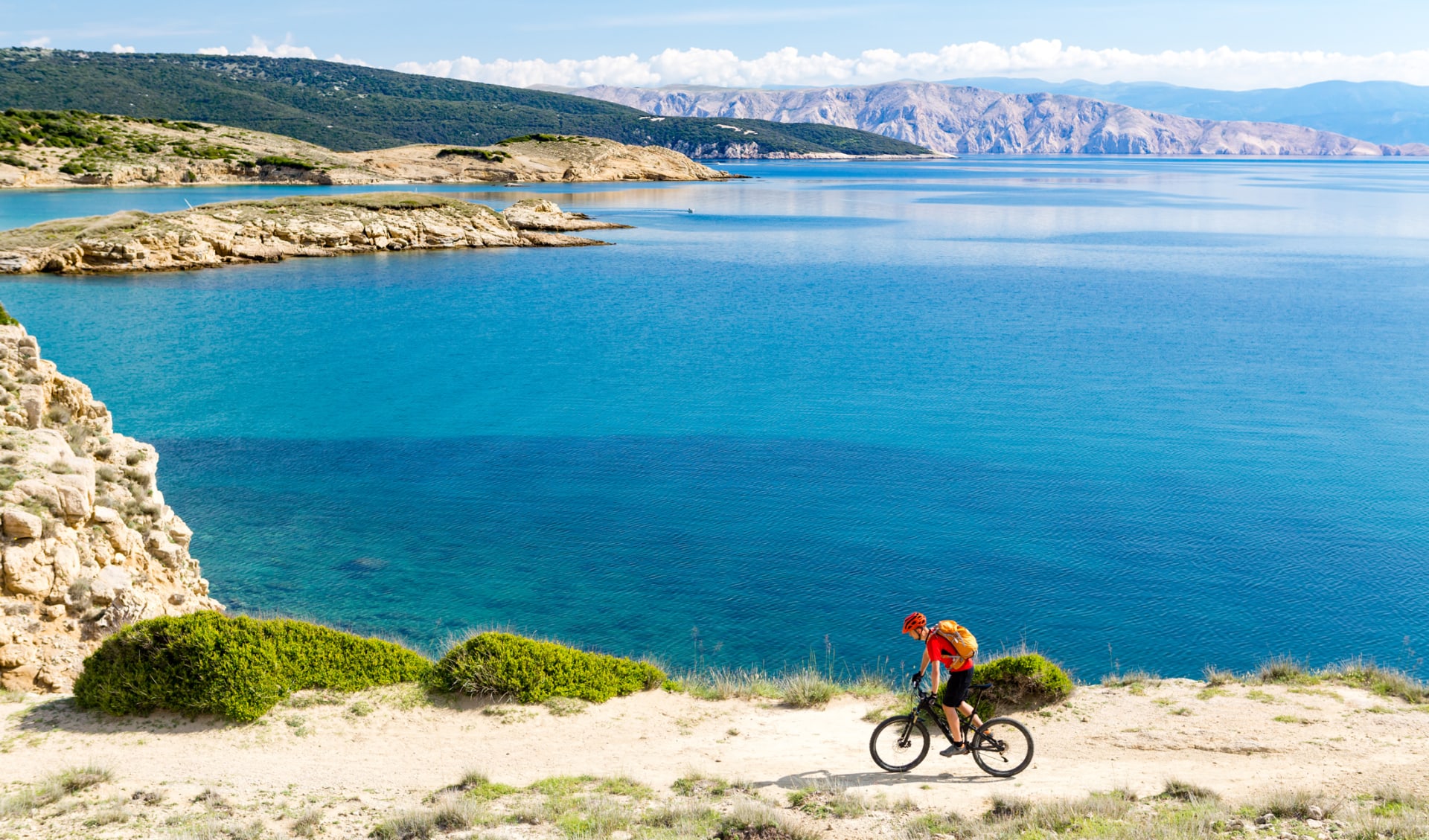 Mann mit Fahrrad Meer Mann mit Fahrrad Meer