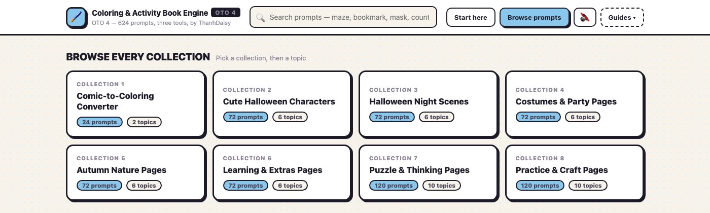 The eight collections in the Coloring and Activity Engine