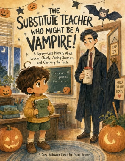 The same comic cover in soft watercolour picture-book style