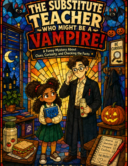 The same comic cover in bold stained-glass poster style