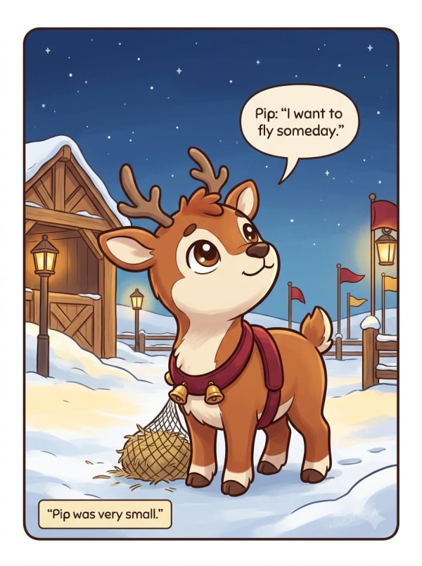 An interior page from the same Christmas comic, showing the same reindeer
