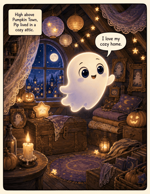 Four interior pages of one comic, with the same character on every page