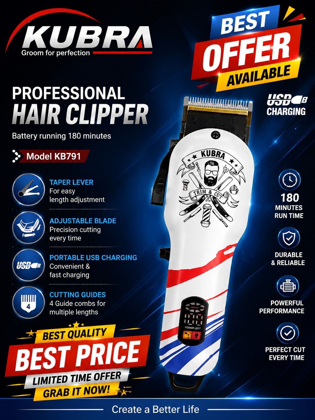 Professional Hair Trimmer – Powerful & Easy to Use