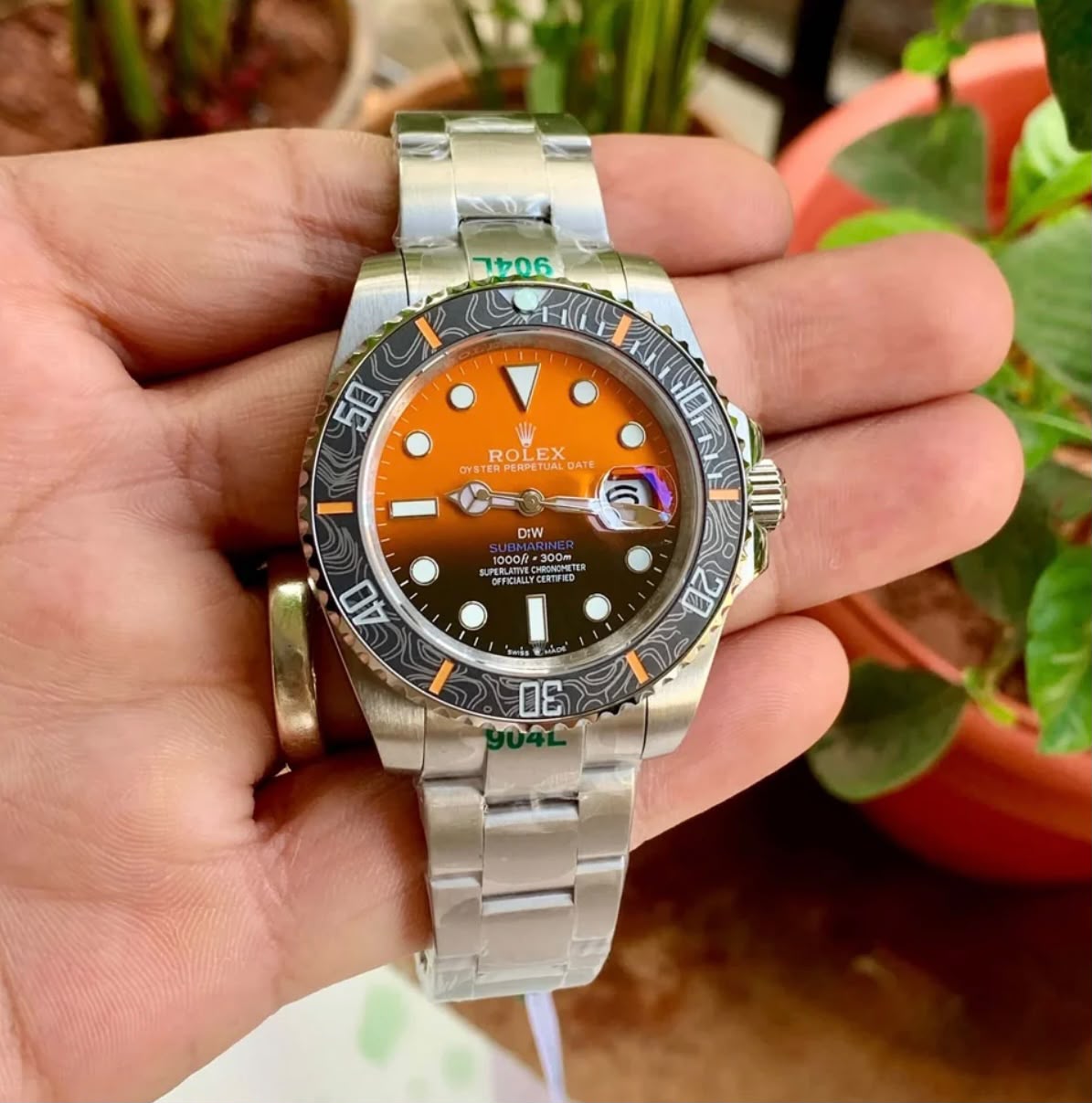 Rolex-Style Luxury Diver Watch – Orange & Black Dial(S-ETA)