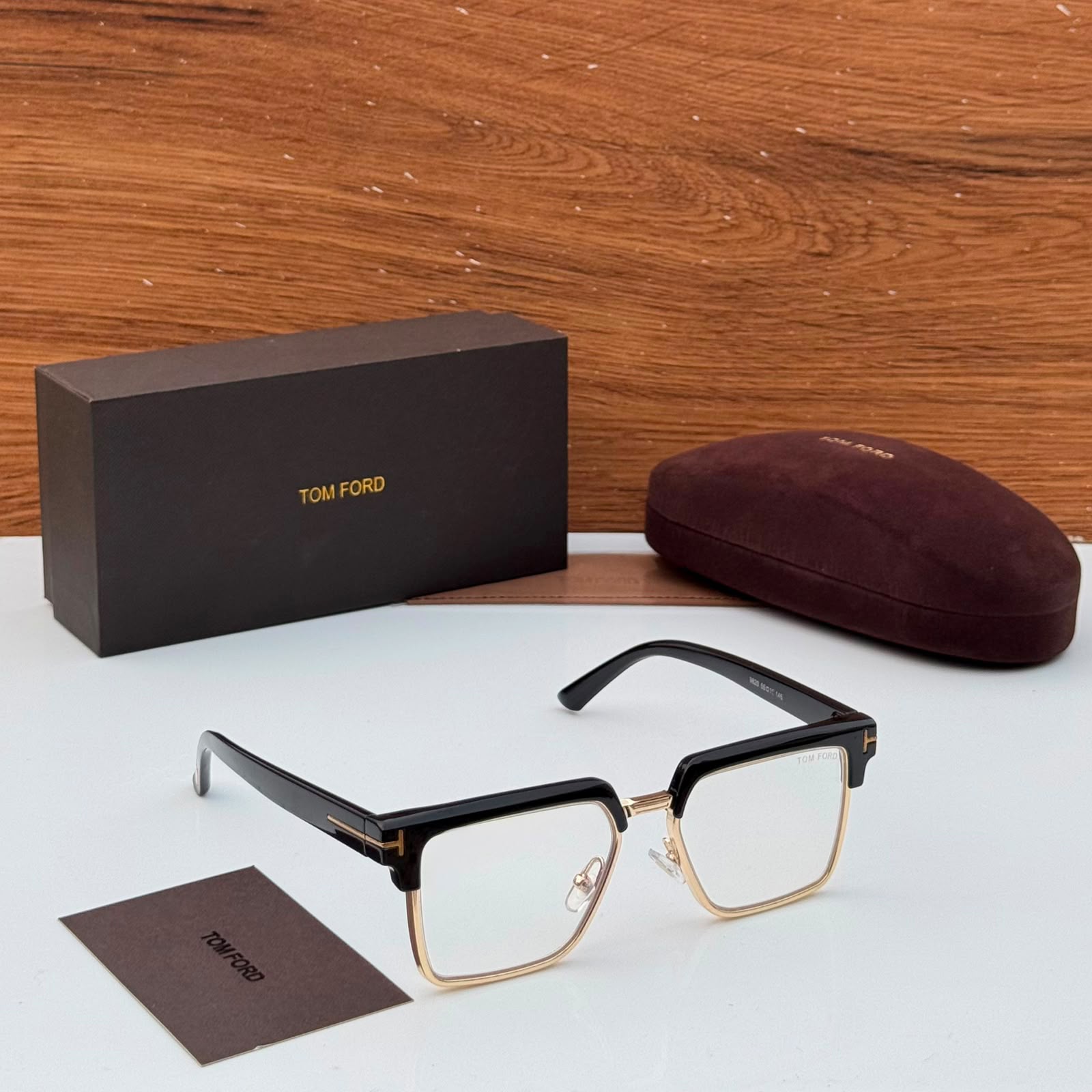 TOM FORD-Luxury Black & Gold Square Frame Sunglasses