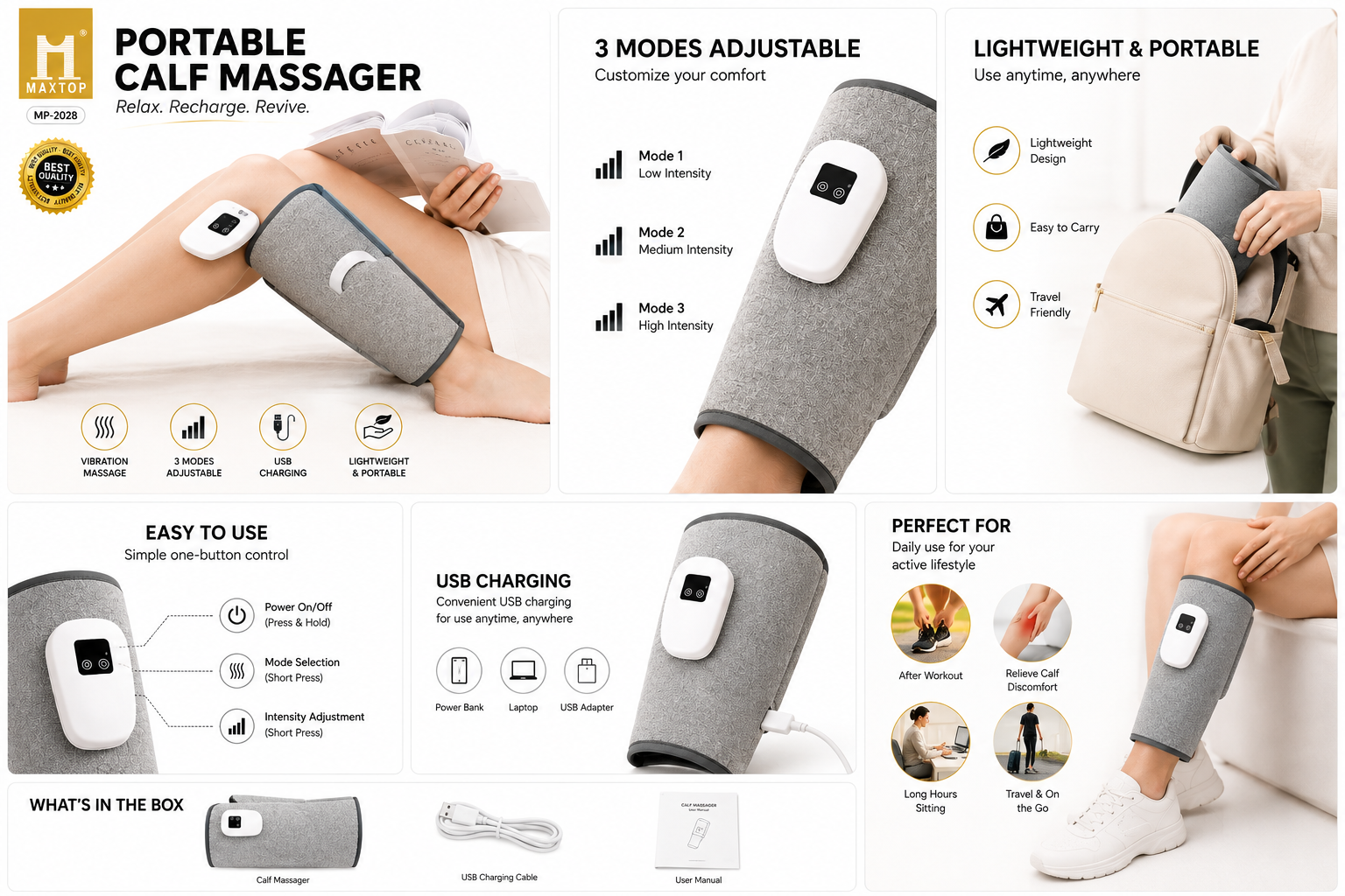 MAXTOP MP-2028 Portable Calf Massager