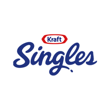 The Kraft Singles logo displays the word "Kraft" in a red oval, positioned above "Singles".