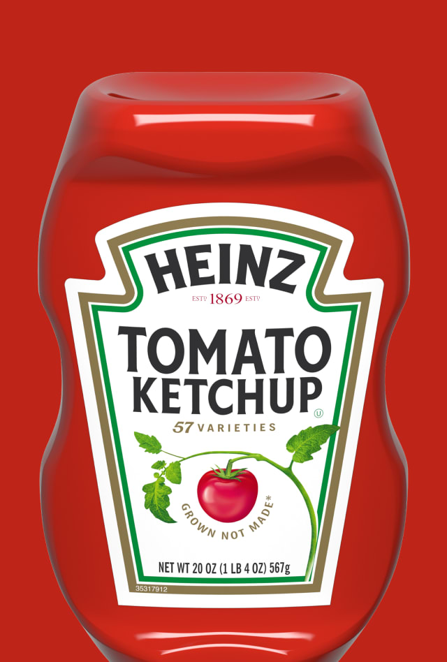 A bottle of Heinz tomato ketchup