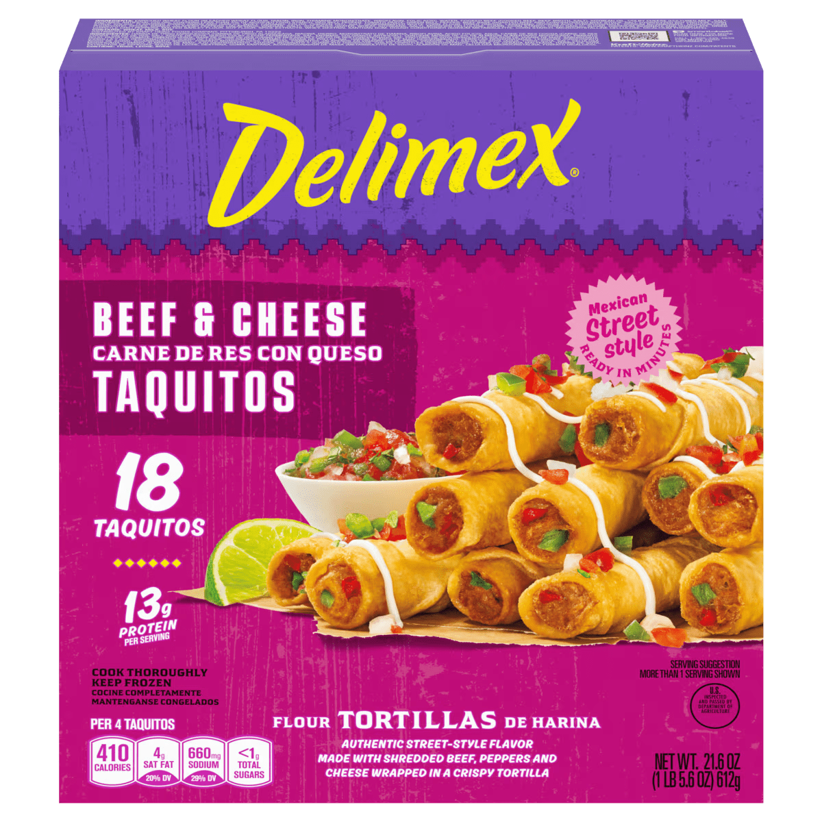 Beef & Cheese Large Flour Taquitos Frozen Snacks