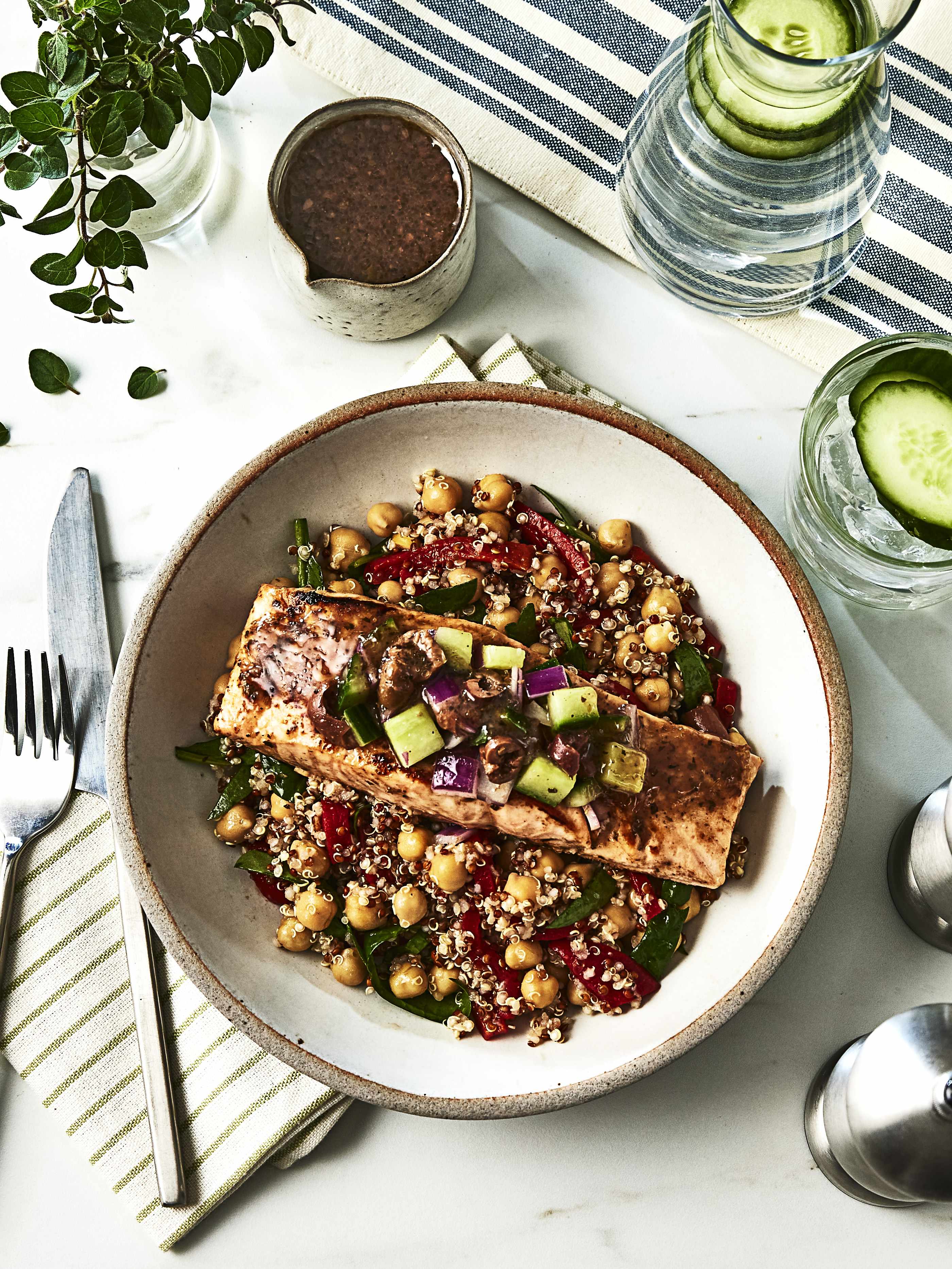 Greek Bruschetta Salmon Bowl