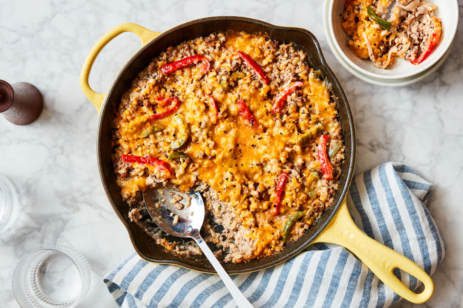 Poêlée de bœuf et de chou-fleur en riz au fromage