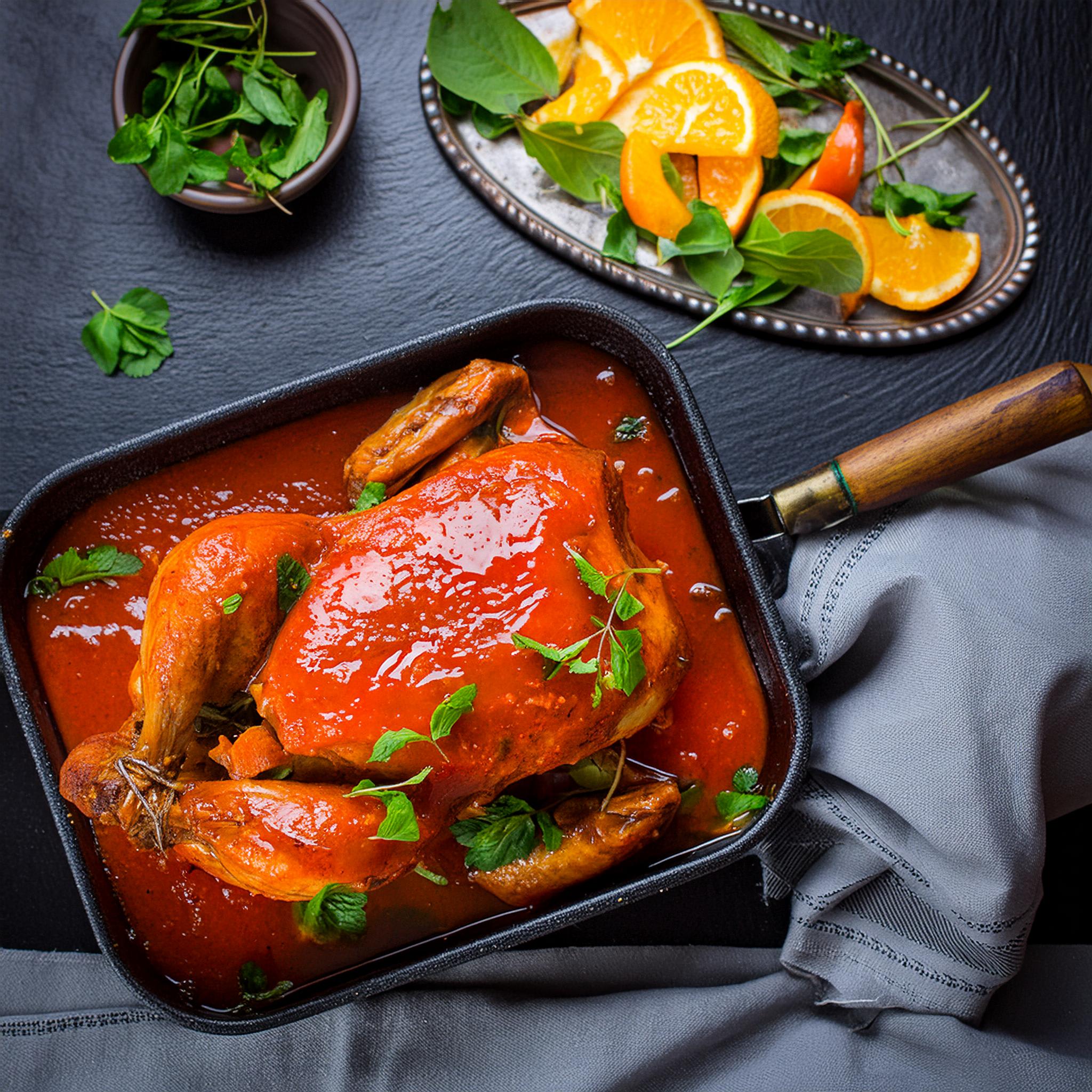 Moroccan Glazed Whole Chicken