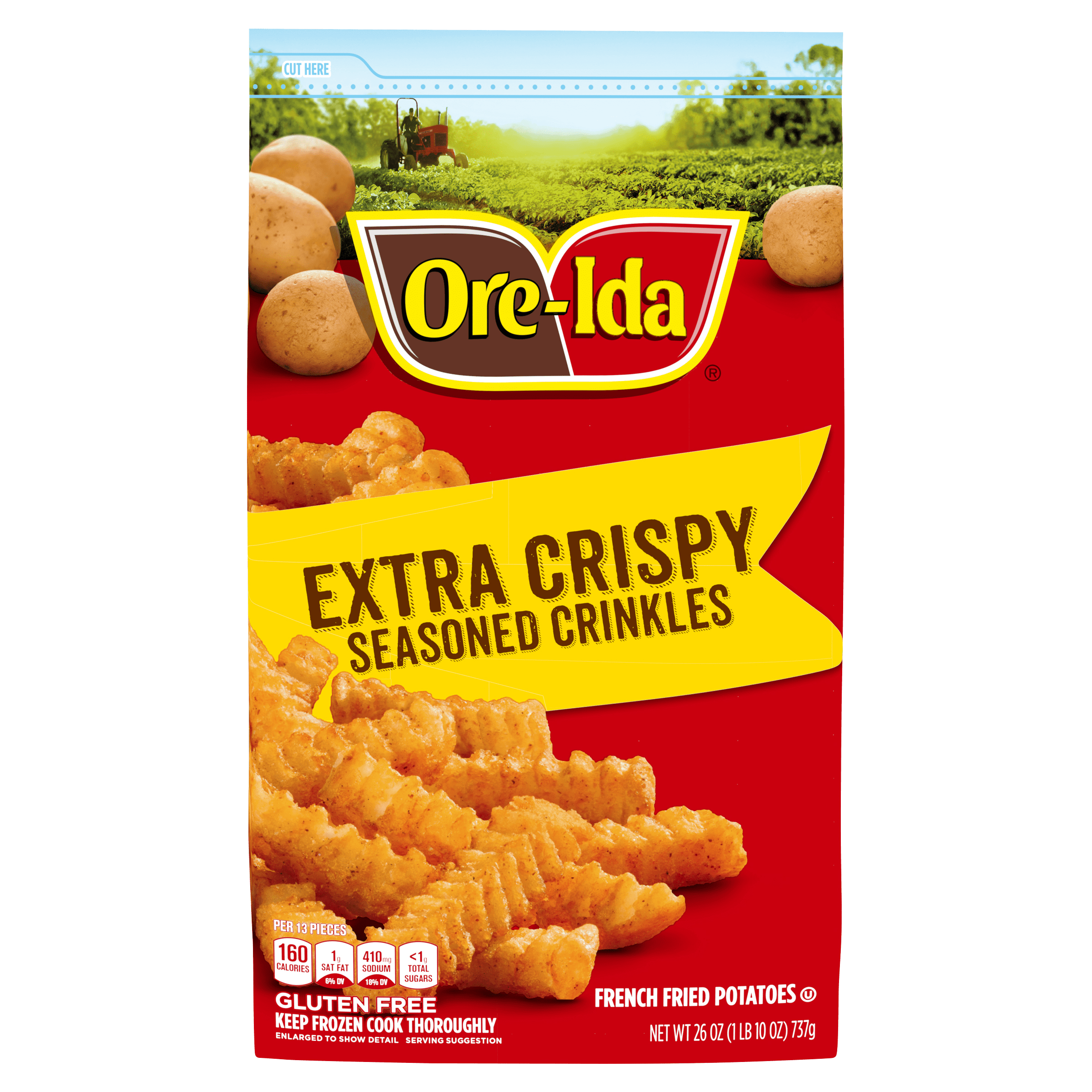 Extra Crispy Seasoned Crinkles French Fries Fried Frozen Potatoes