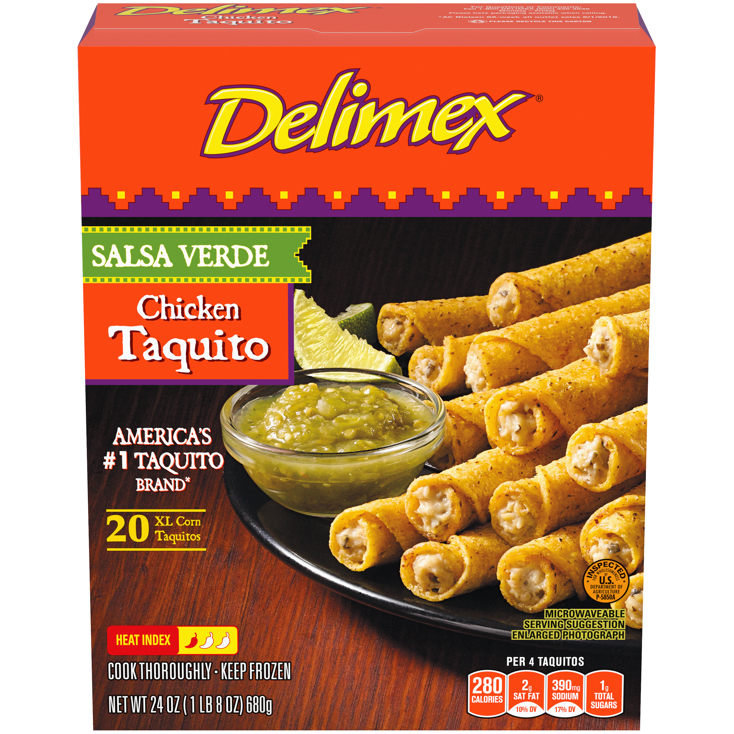 Salsa Verde Chicken Corn XL Taquitos Frozen Snacks