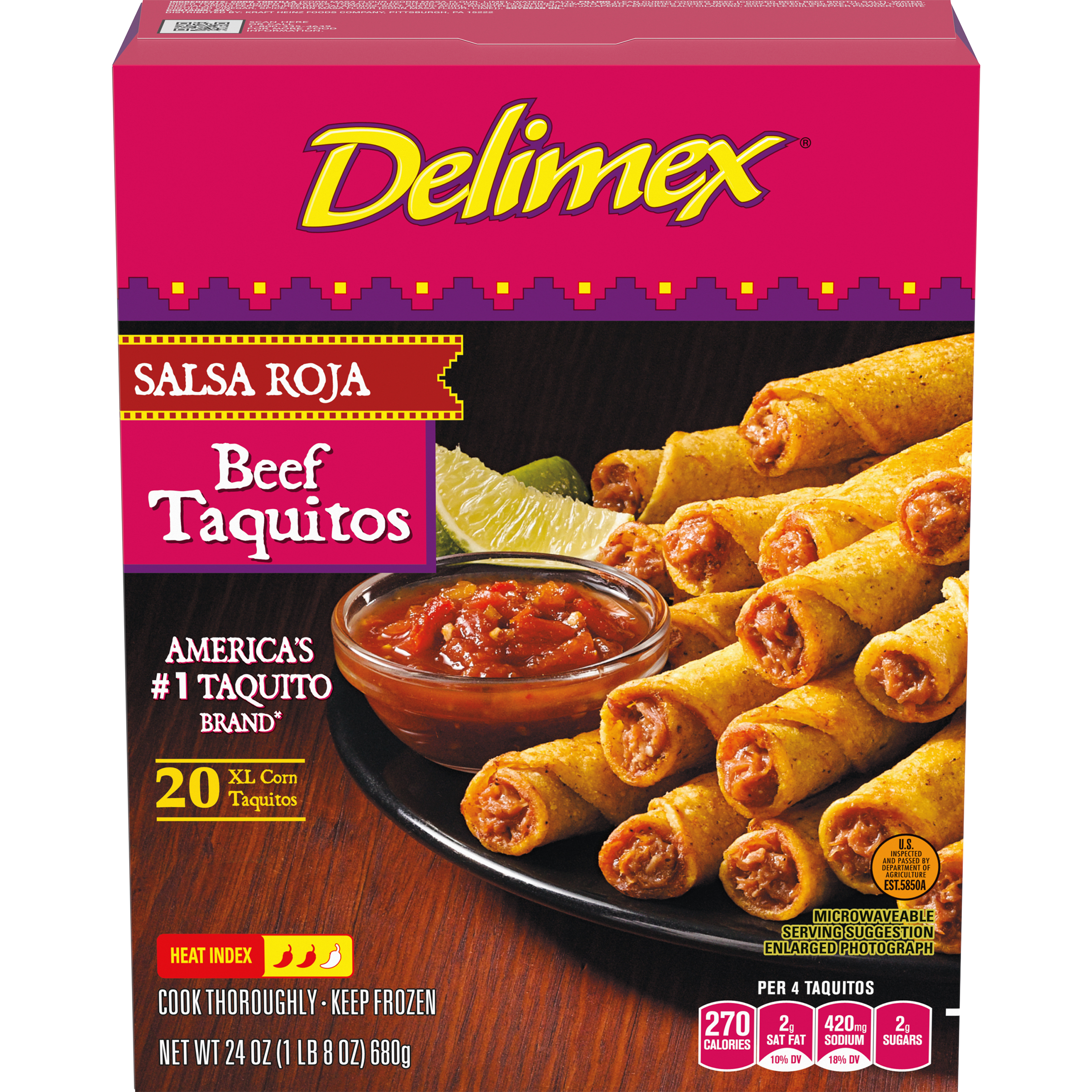 Salsa Roja Beef XL Corn Taquitos Frozen Snacks