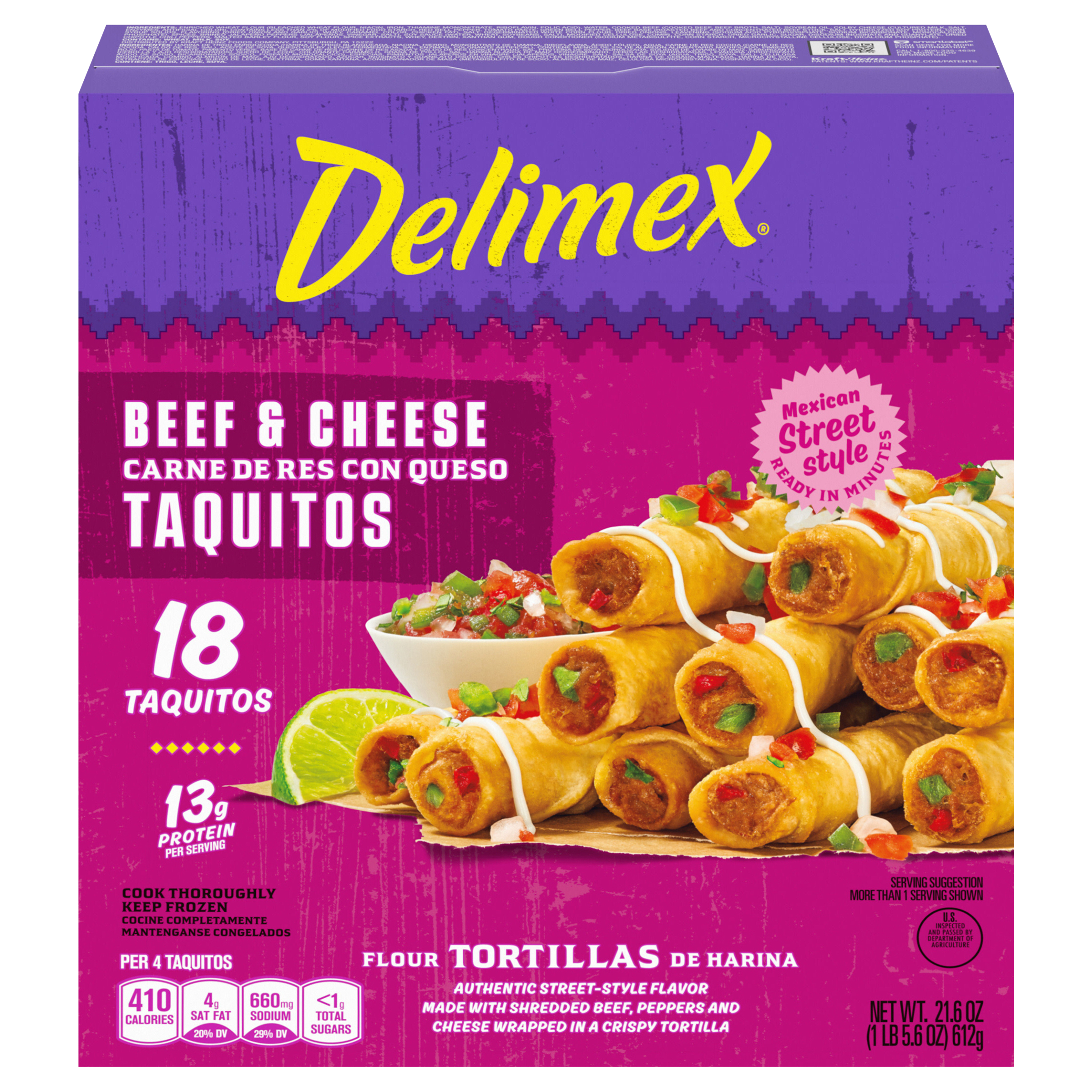 Beef & Cheese Large Flour Taquitos Frozen Snacks