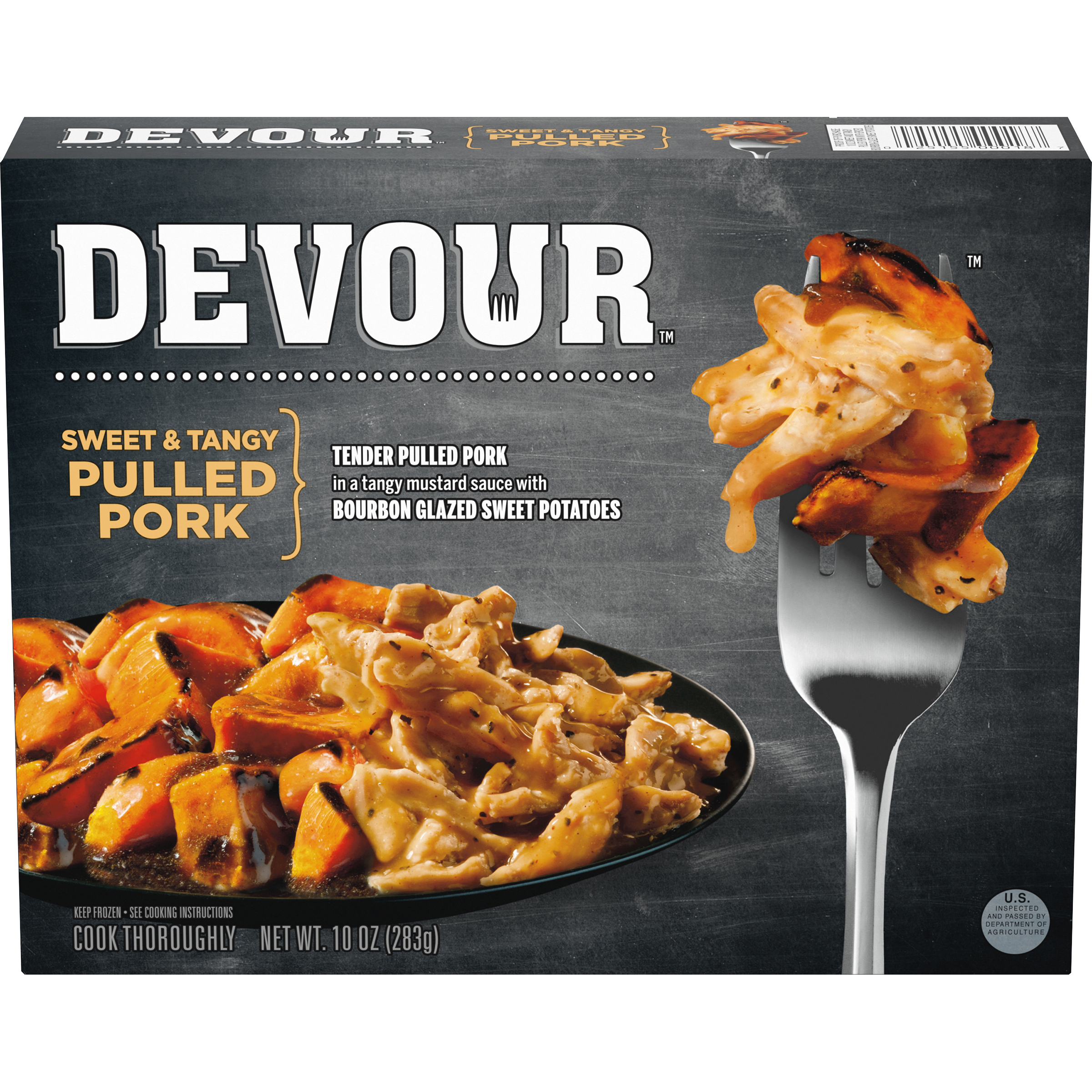 Sweet & Tangy Pulled Pork with Bourbon Glazed Sweet Potatoes Frozen Meal