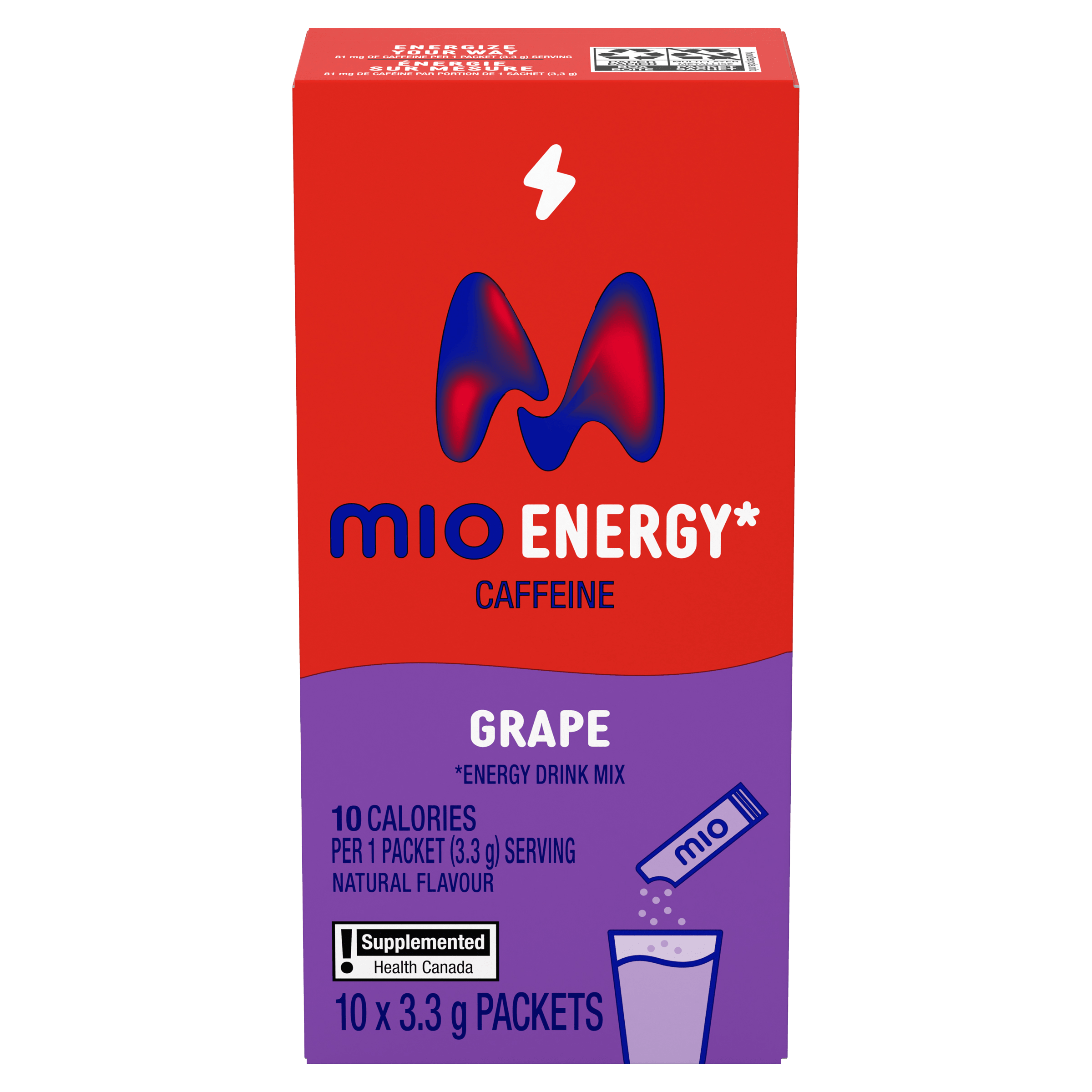 Mélange de boisson au raisin Energy en poudre, sachets