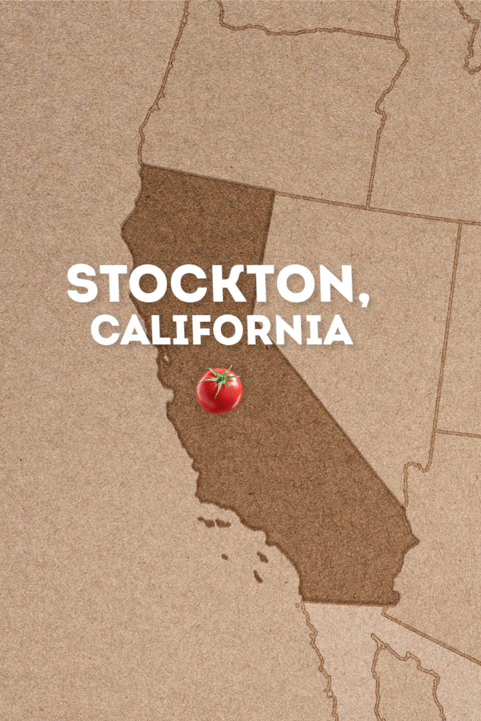 An abstract map of Stockton, California, where we alternated Heinz tomatoes with other sustainable crops to protect the soil.