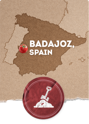 An abstract map shows Badajoz, Spain, where we doubled Heinz tomato yields by alternating crops.