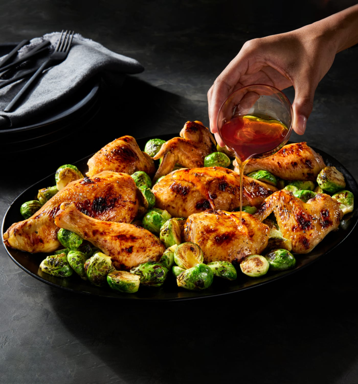 Hot Honey Glazed Chicken and Brussels Sprouts Recipes Heinz®