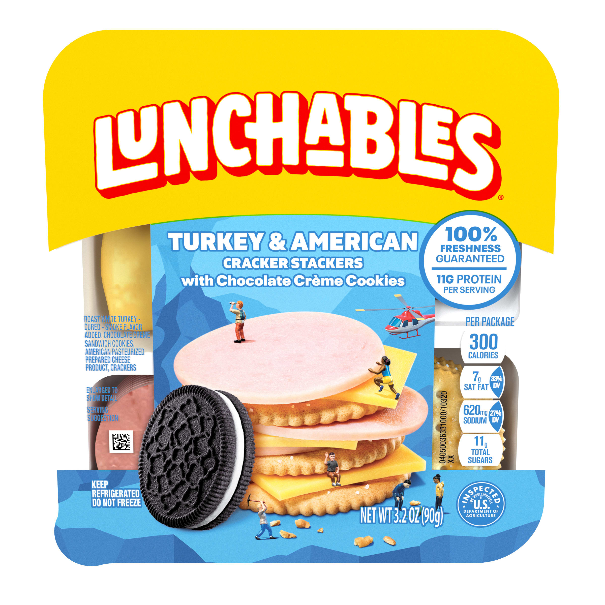 Turkey & American Cracker Stackers with Chocolate Creme Cookies Snack Kit