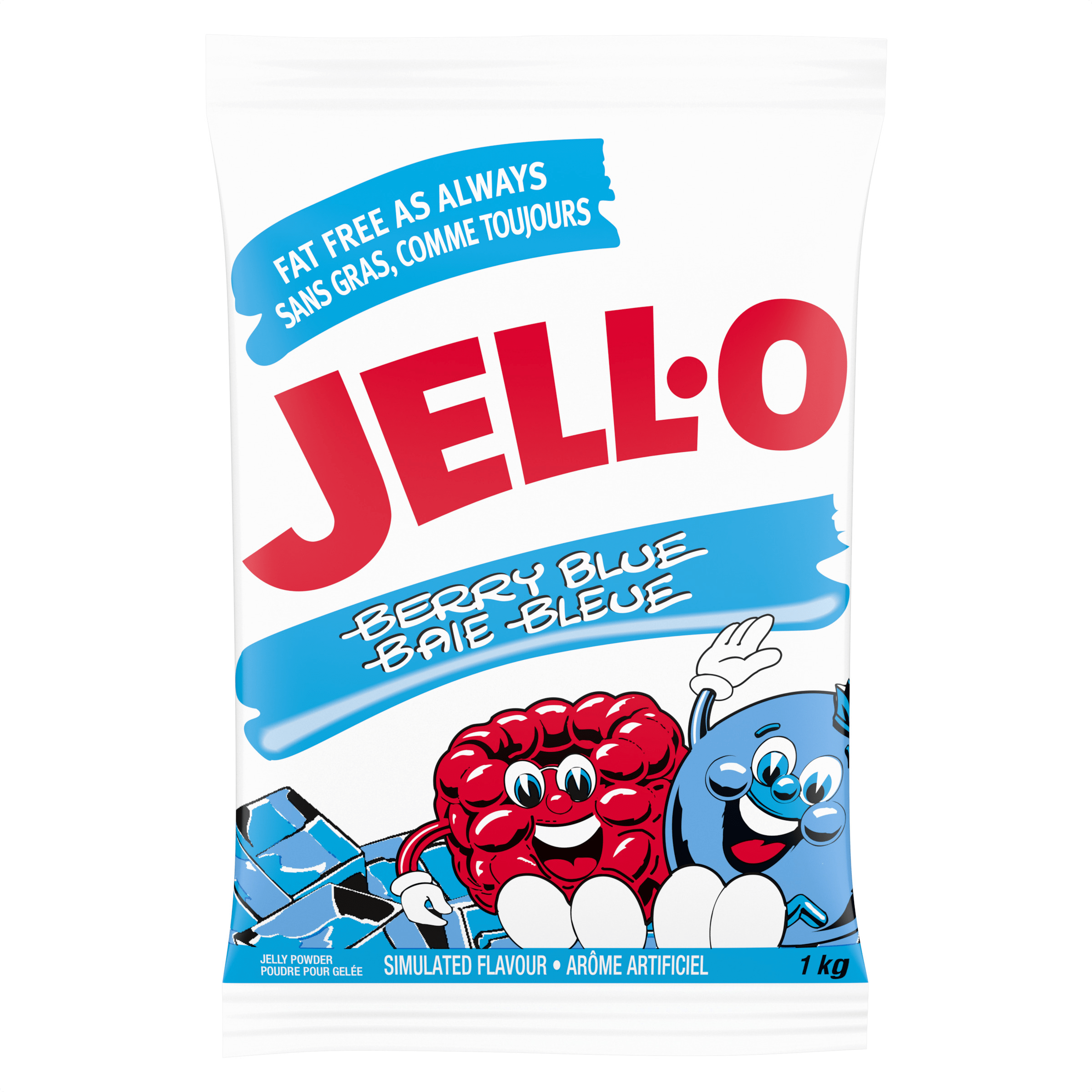 Poudre pour gelée baie bleue Jell-O (2 x 1 KG)