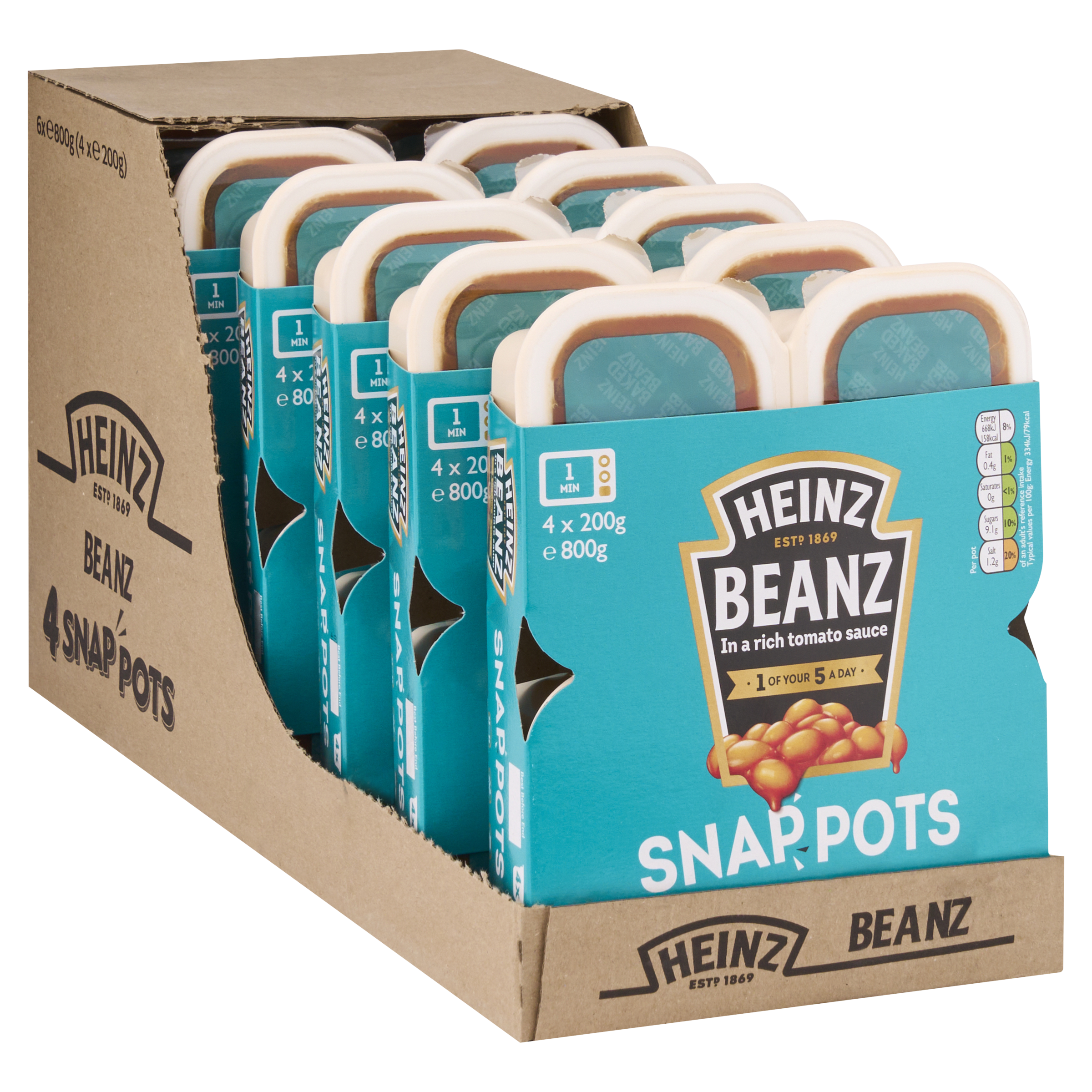 Heinz Baked Beans Snap Pots 4 x 200g (case of 6)