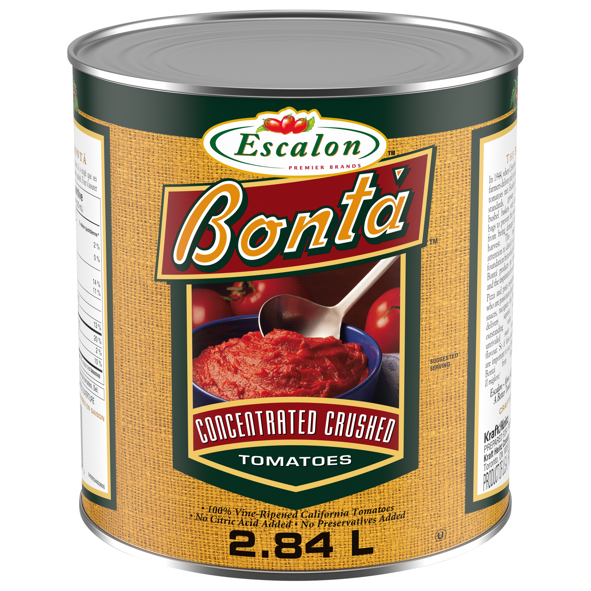 Tomates écrasées concentrées Bonta Escalon (6 x boîte de 2,84 L)