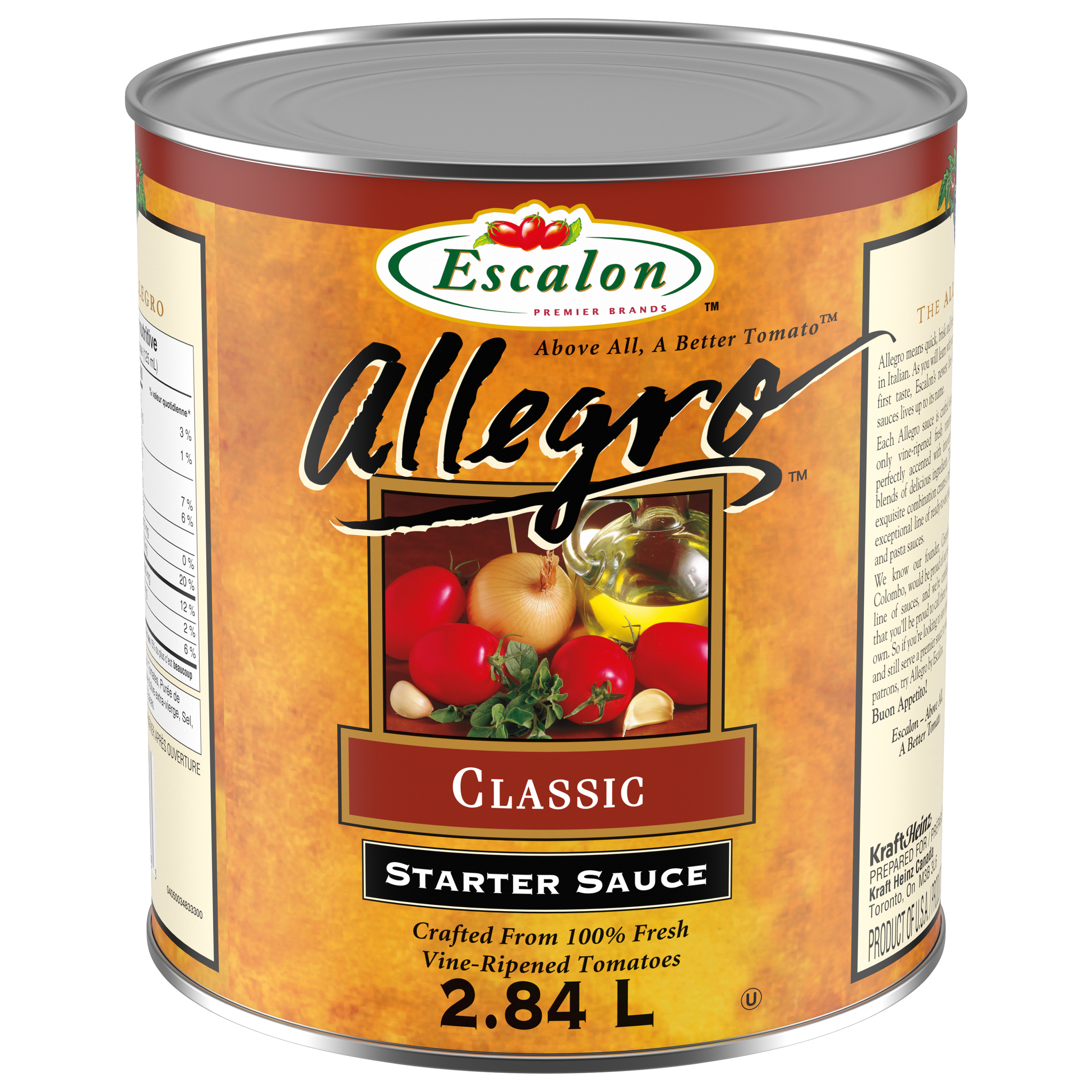 Base de sauce de tomate Allegro (6 x boîte de 2,84 L)