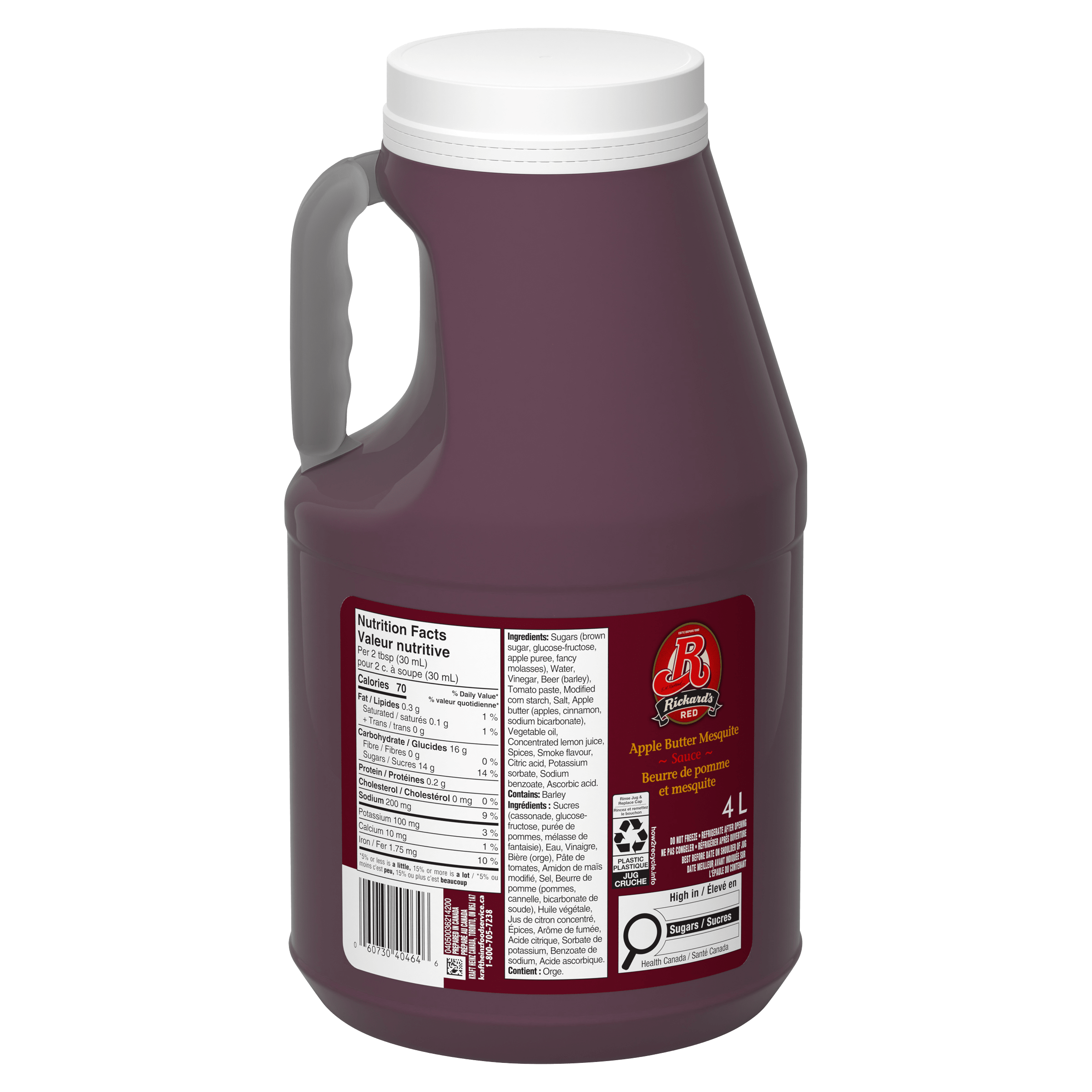 Sauce barbecue Mesquite au beurre de pomme Rickard’s Red (2 x cruche de 4 L)