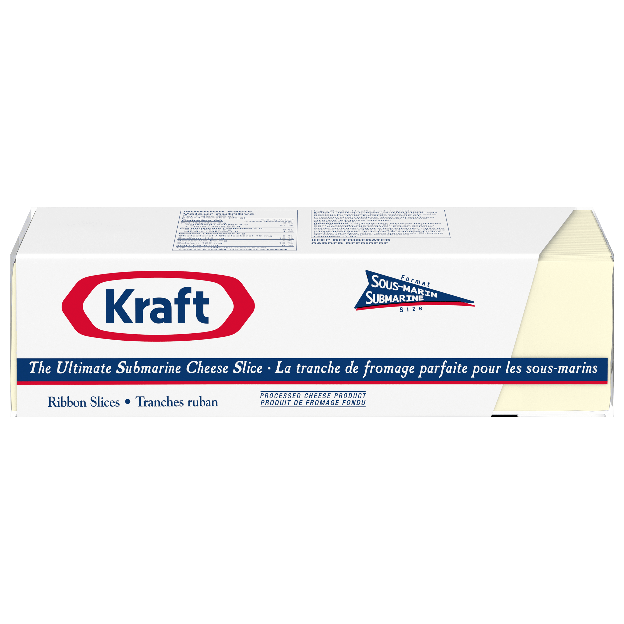 Tranches de fromage blanc pour sous-marins Darifarm Kraft  (2 x 2 KG)
