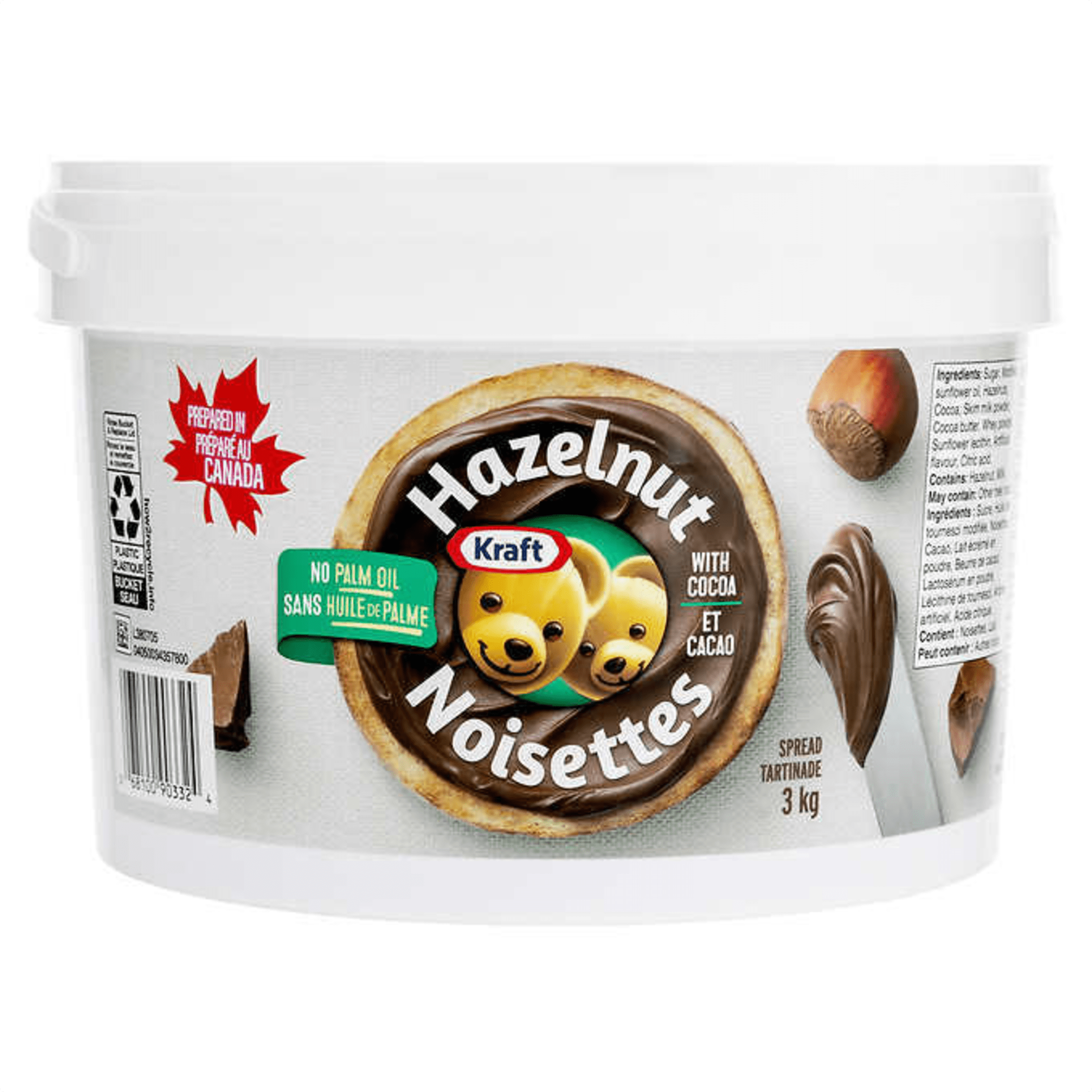 Seau de tartinade aux noisettes Kraft (2 x 3 KG)