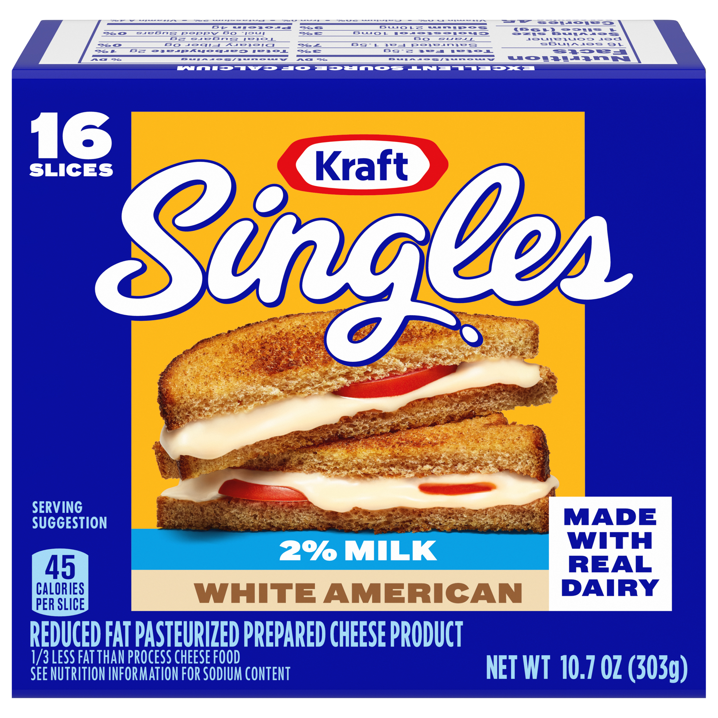 White American Cheese Slices with 2% Milk