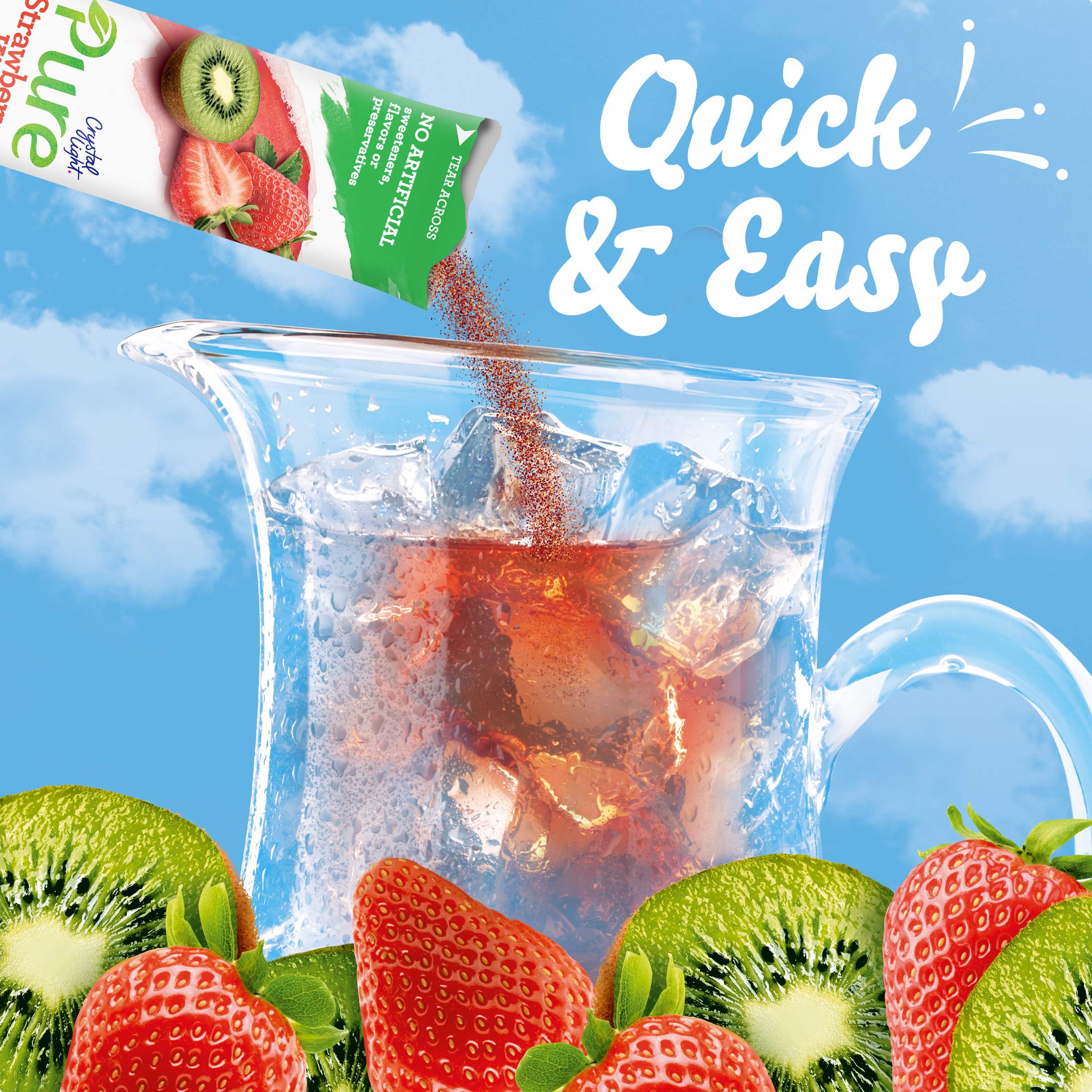 Strawberry Kiwi Naturally Flavored Powdered Drink Mix with No Artificial Sweeteners