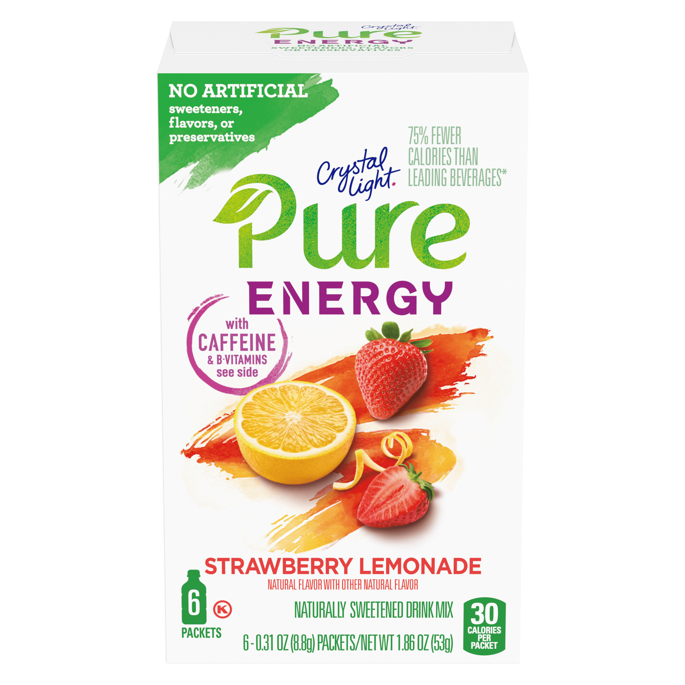 Pure Energy Strawberry Lemonade Powdered Drink Mix w/ Caffeine