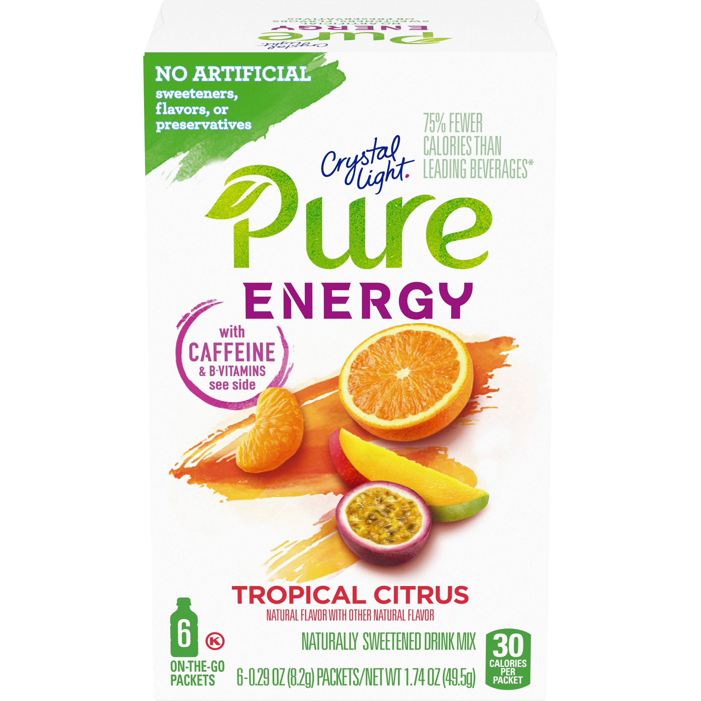 Pure Energy Tropical Citrus Powdered Drink Mix with Caffeine