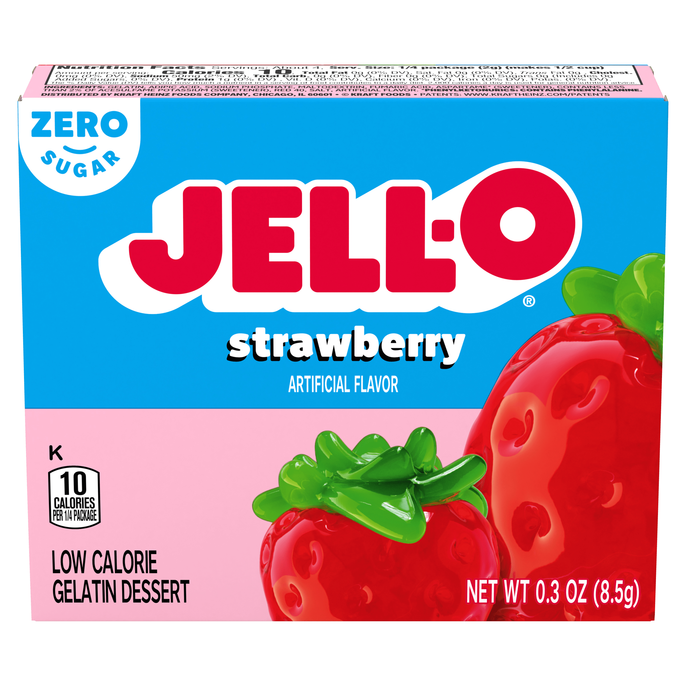 Zero Sugar Strawberry Flavor Gelatin JELLO Products Heinz®