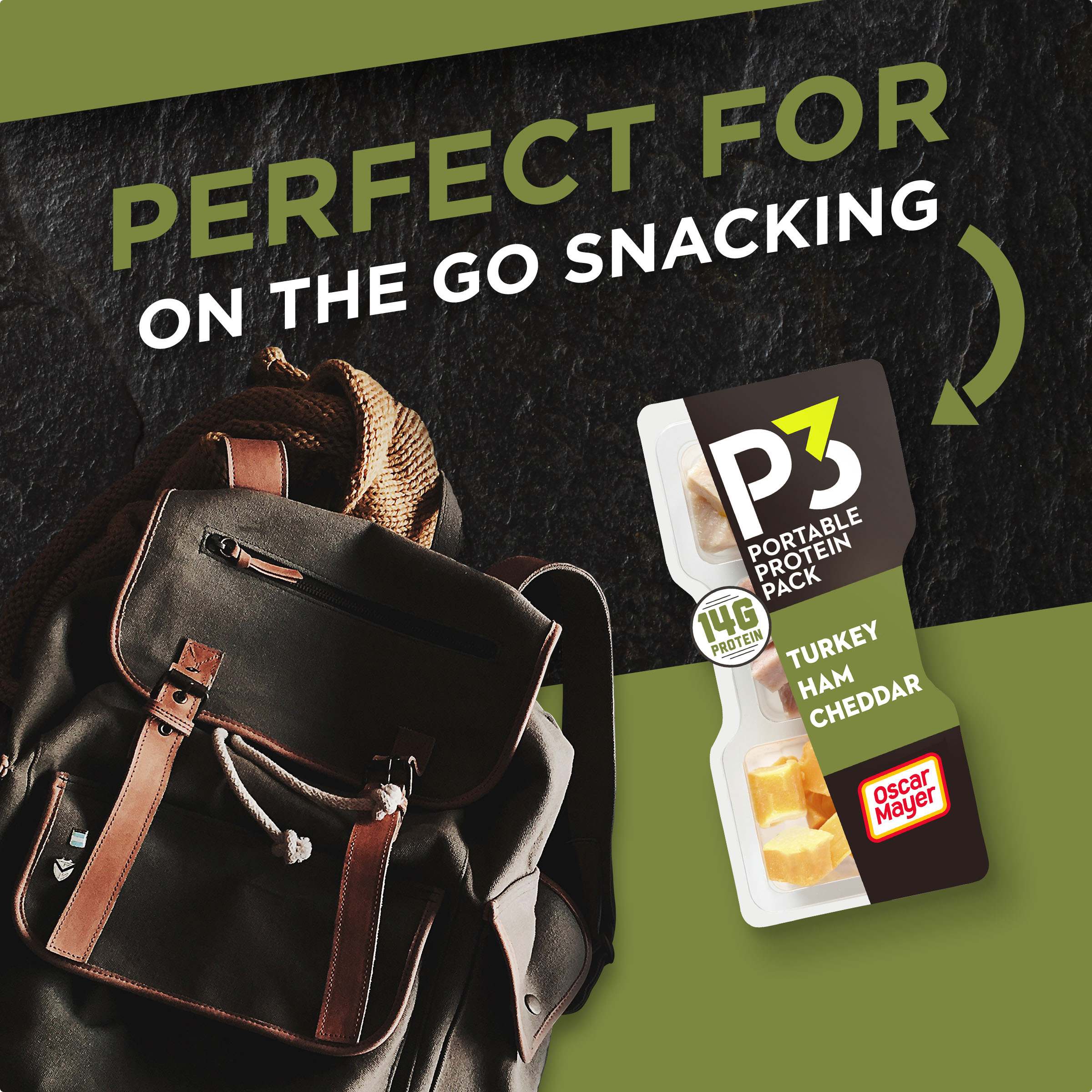 Portable Protein Snack Pack with Turkey, Ham & Cheddar Cheese