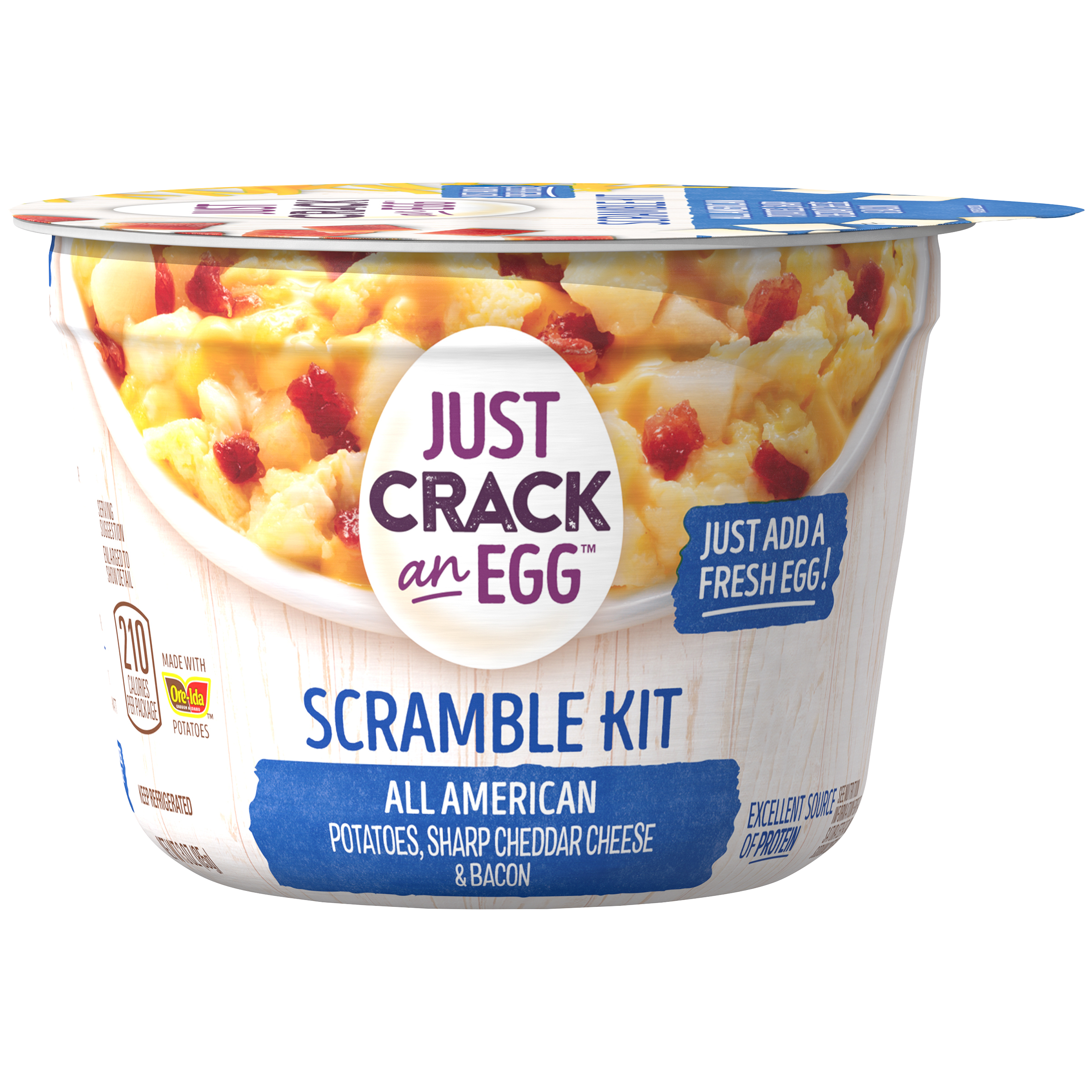 All American Scramble Breakfast Bowl Kit with Potatoes, Sharp Cheddar Cheese, & Uncured Bacon