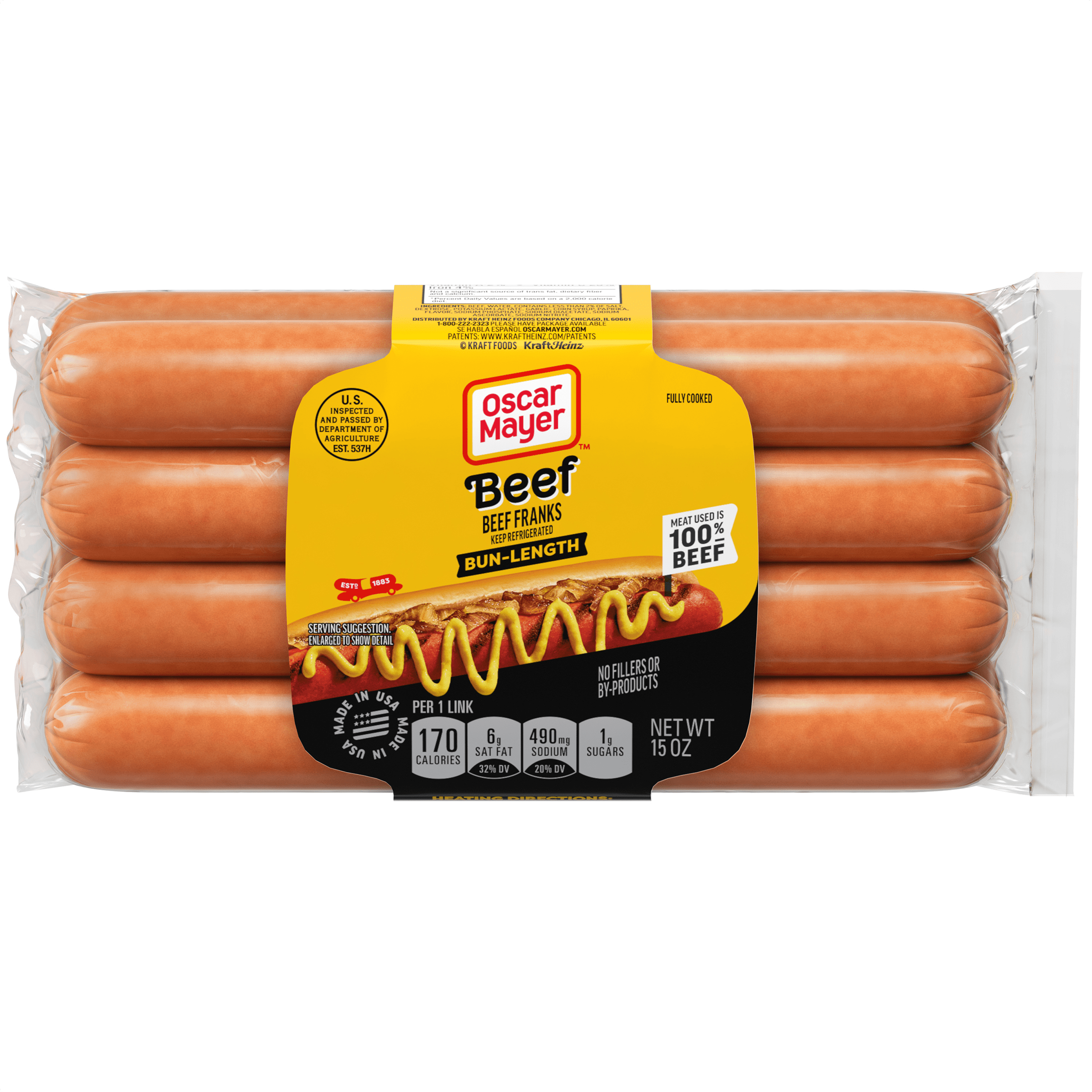 BunLength Uncured Beef Franks Hot Dogs