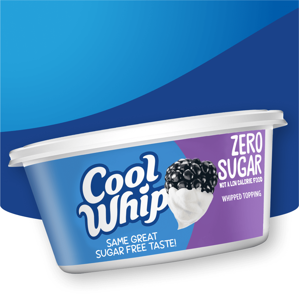 Cool Whip Zero Sugar container with blackberry.