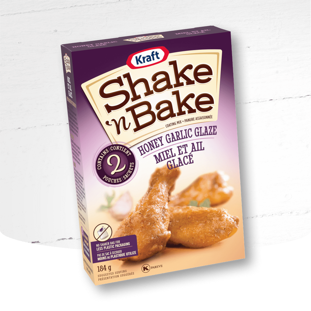 Kraft Shake 'n Bake Honey Garlic Glaze (Miel et Ail Glacé) coating mix. Savory and sweet glaze for chicken.