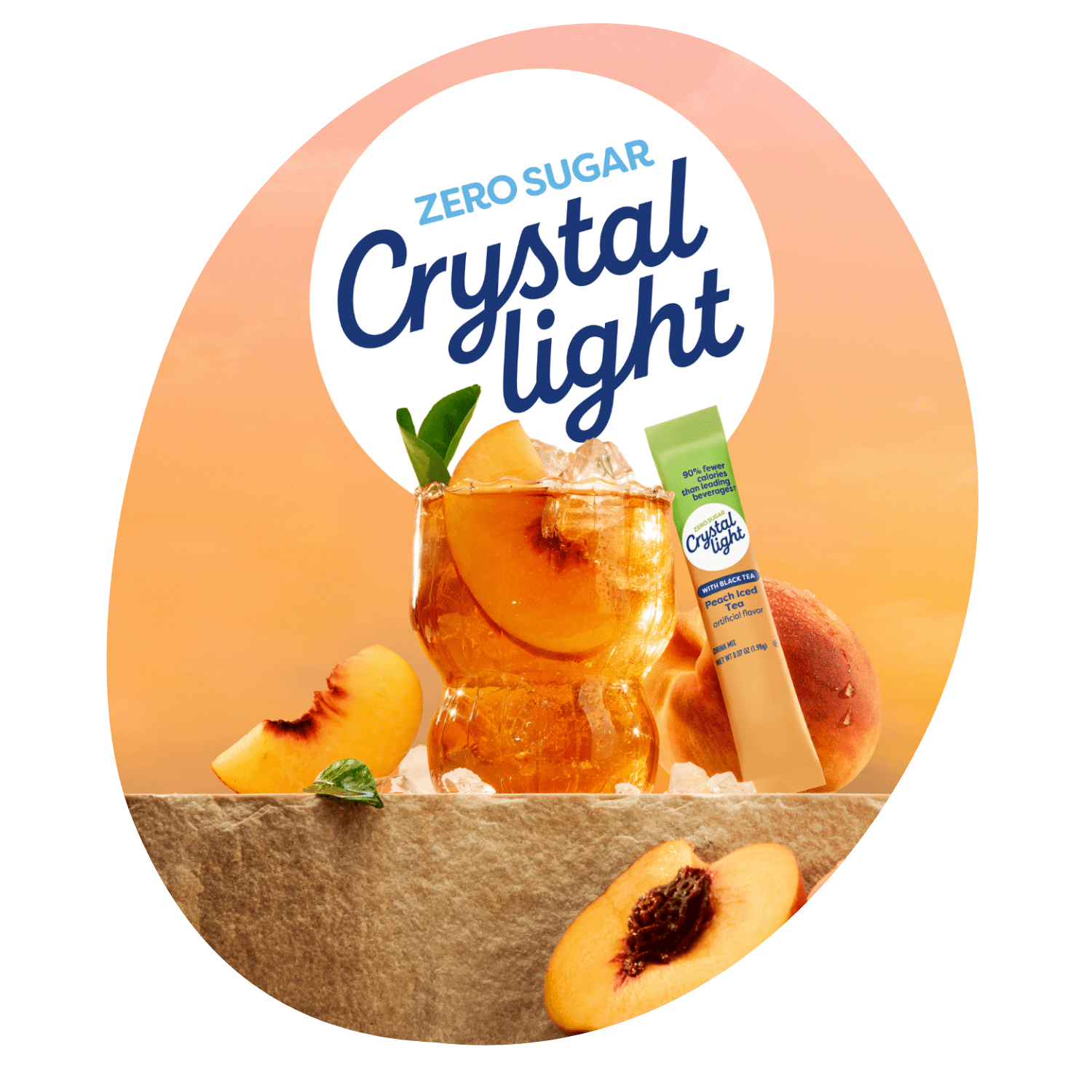 Crystal Light Zero Sugar Peach Iced Tea Beverage with Peaches