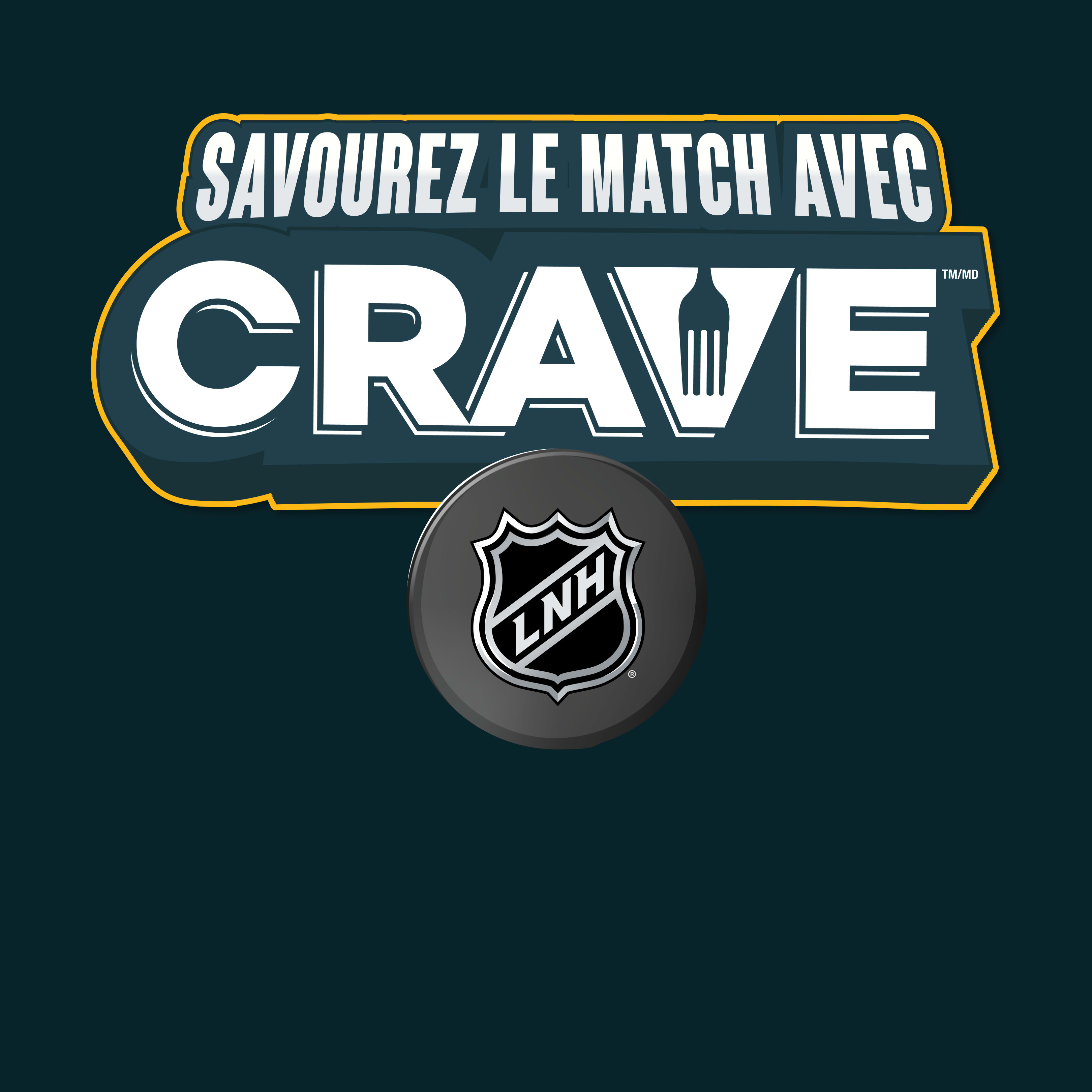 Logo Crave The Game avec rondelle de la LNH. Promotion Kraft Heinz pour amateurs de hockey.
