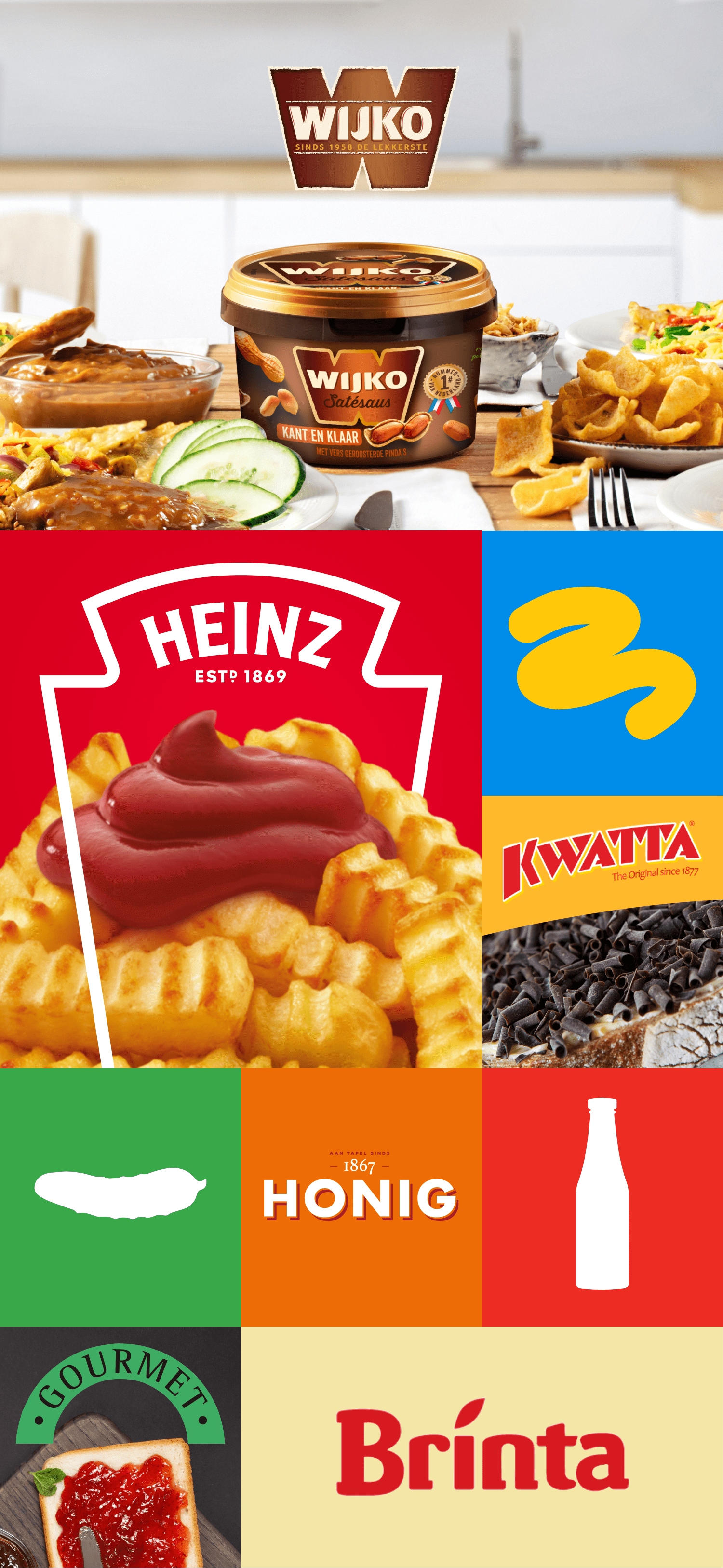 Collage verschiedener Lebensmittelmarken.