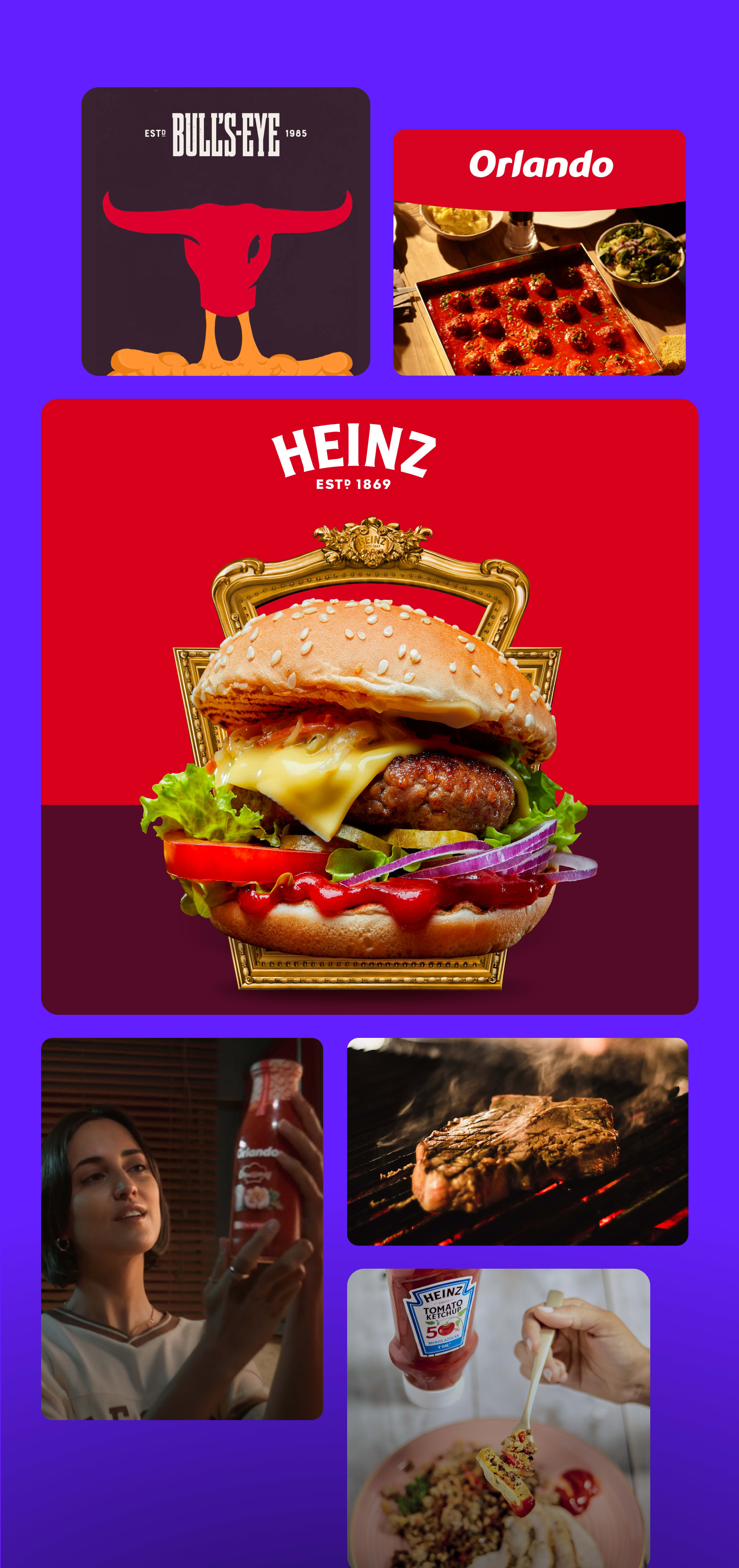 Collage de productos Heinz y platos de comida.