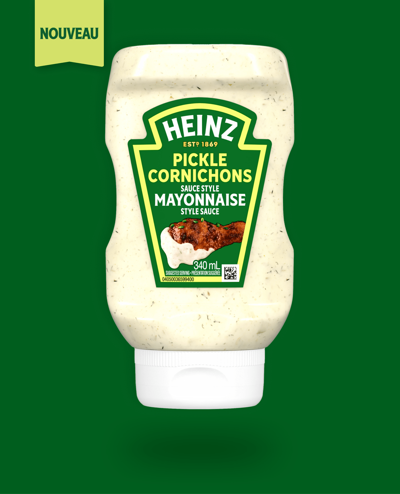 Une seule bouteille de sauce style mayonnaise Heinz Cornichons Marinés.