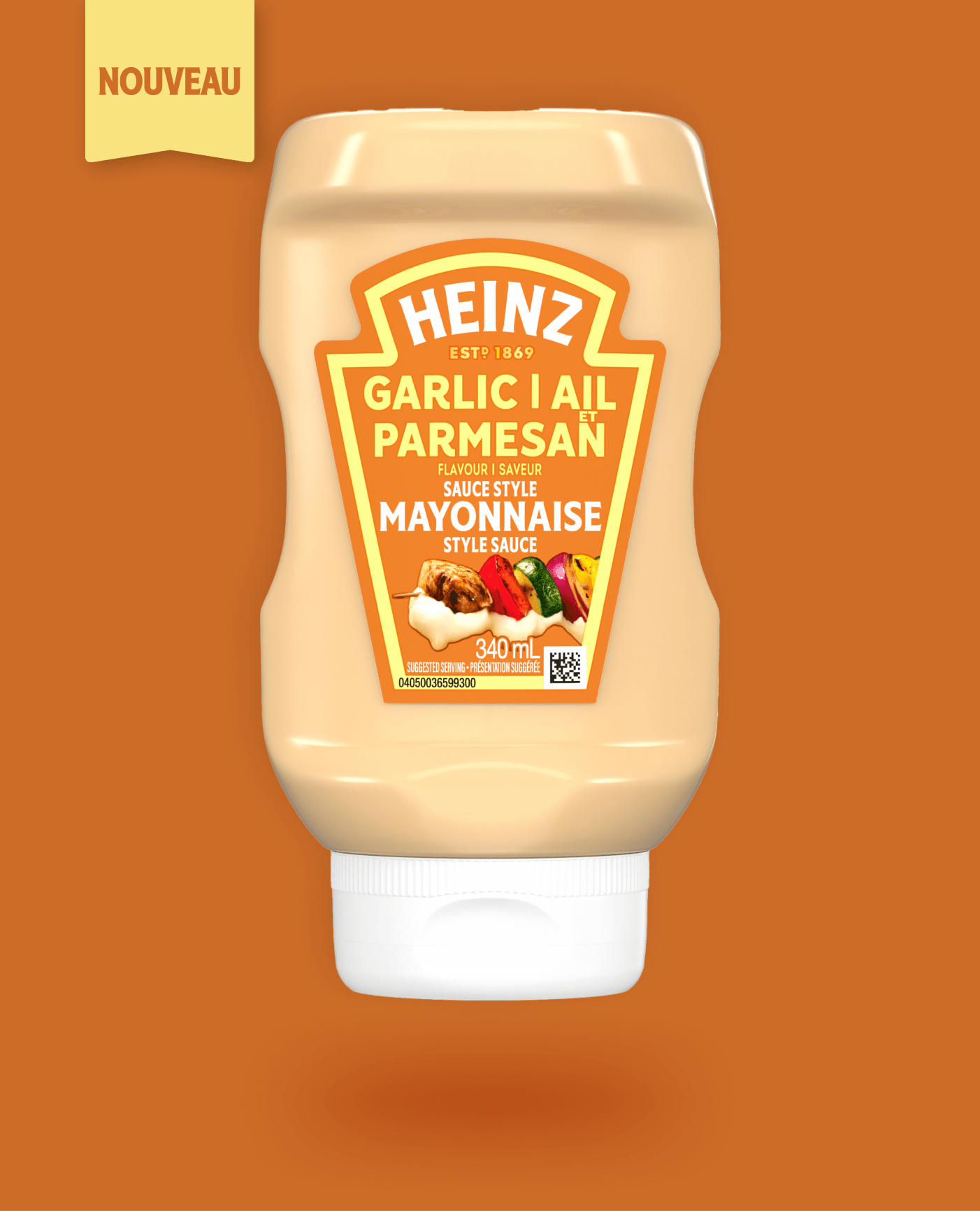 Une bouteille de Mayonnaise Heinz Ail & Parmesan.